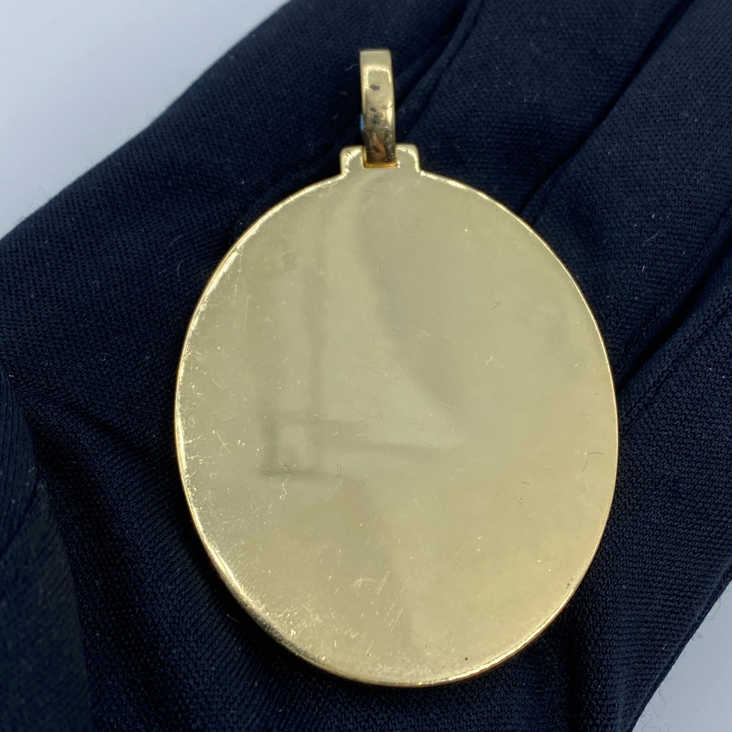 14K Oval Diamond Picture Photo Pendant