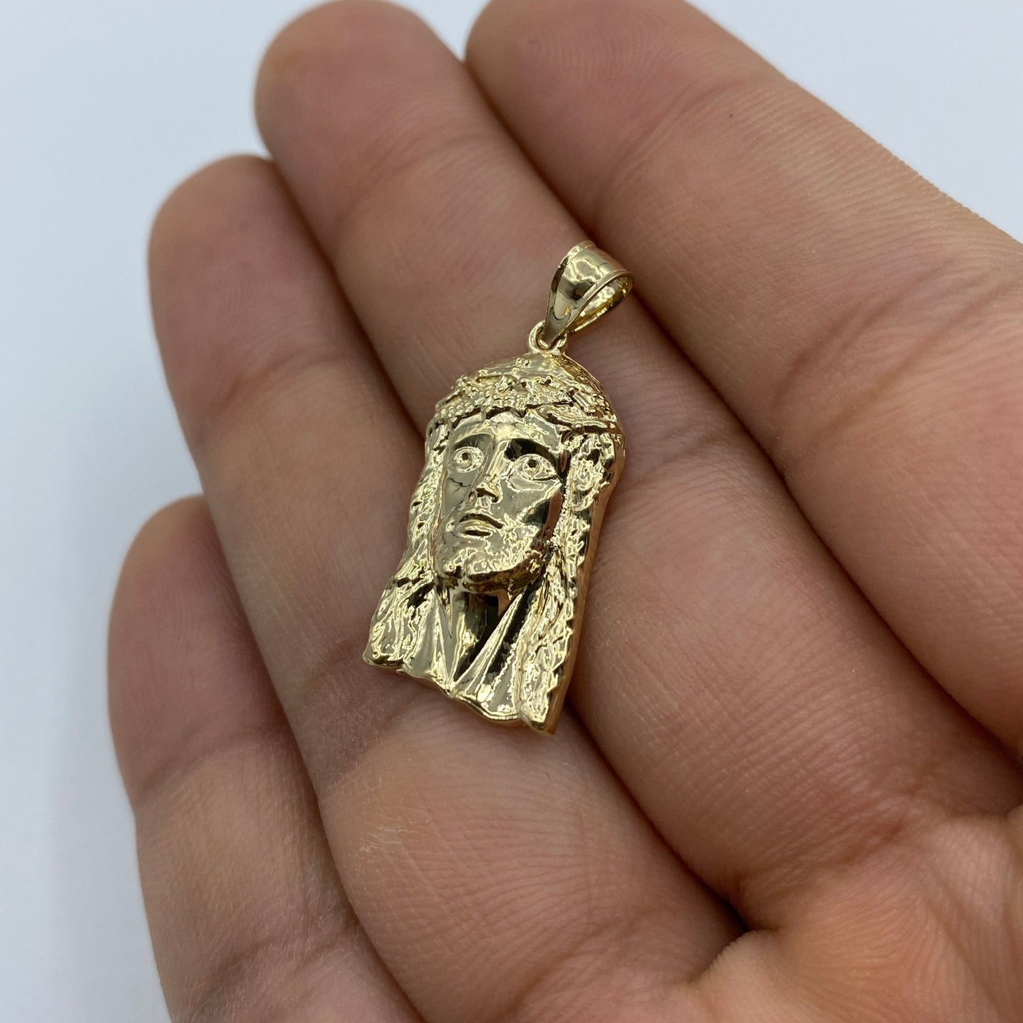 14K Jesus Head Pendant 1.2"