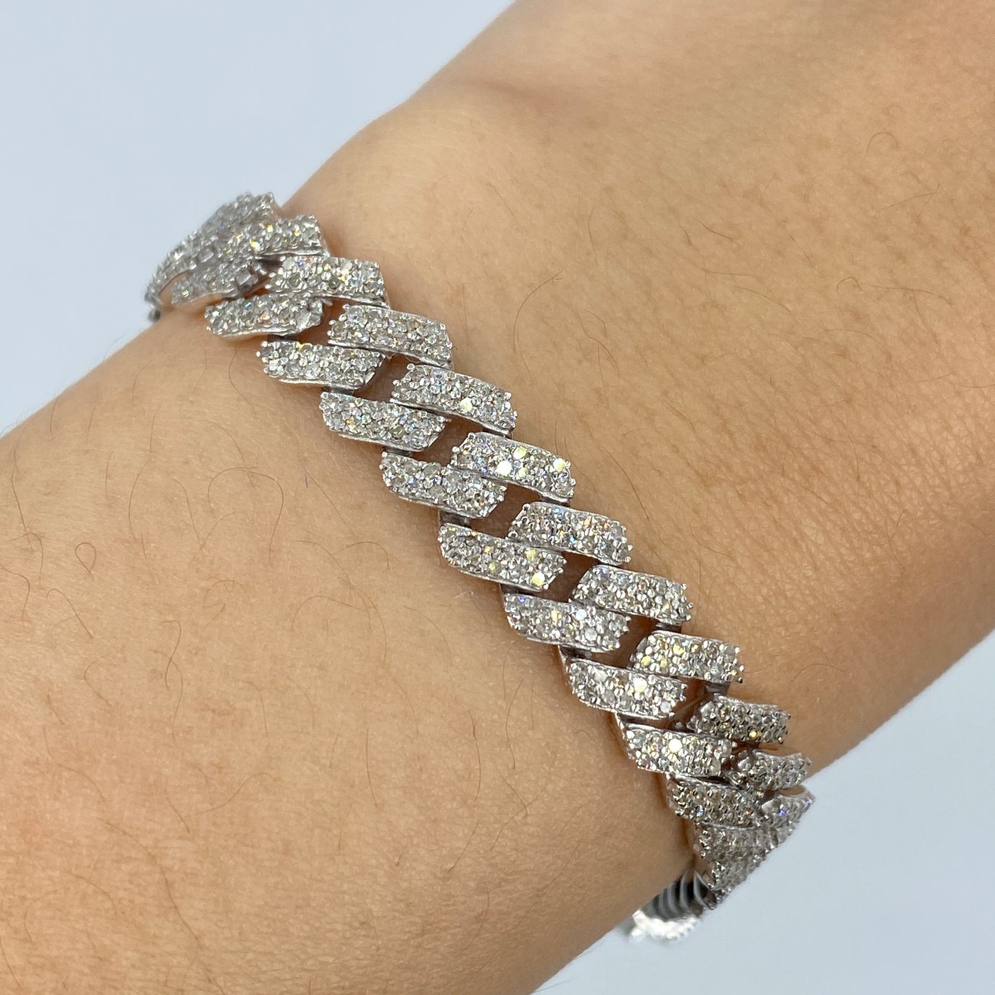 10K 8MM Cuban Link Diamond Bracelet 7.5"