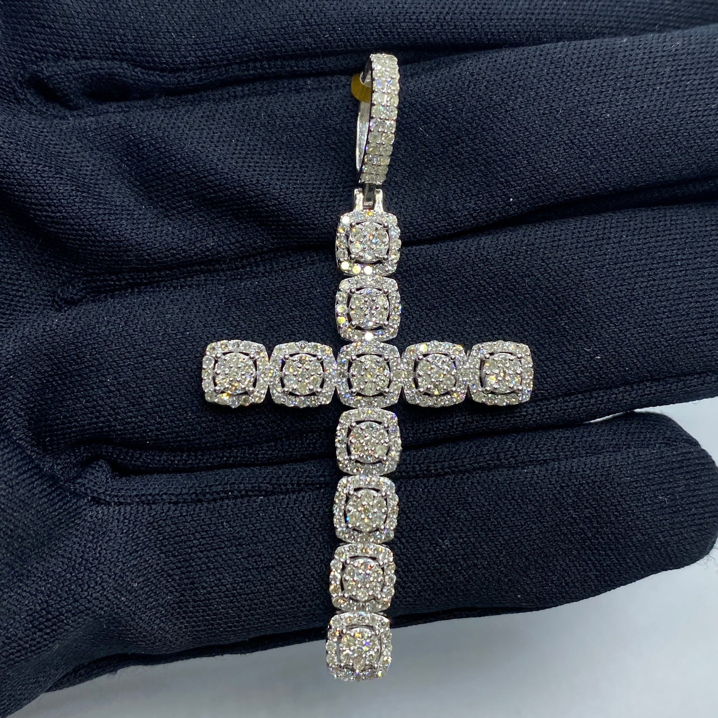 10K Square Cross Diamond Pendant