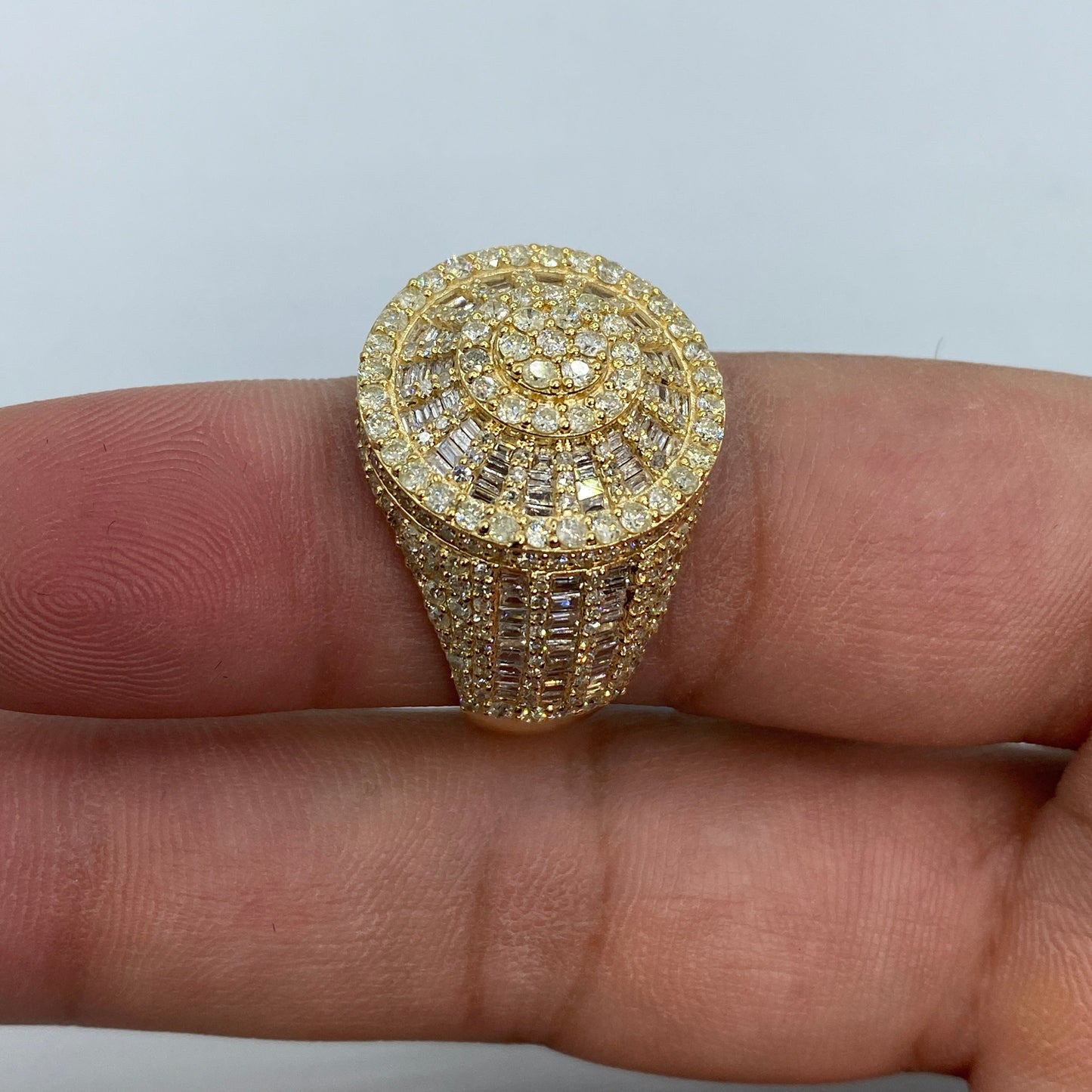 14K Circle Web Diamond Baguette Ring