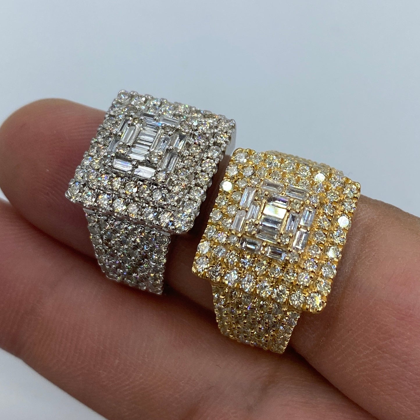 14K Square Diamond Baguette Center Ring