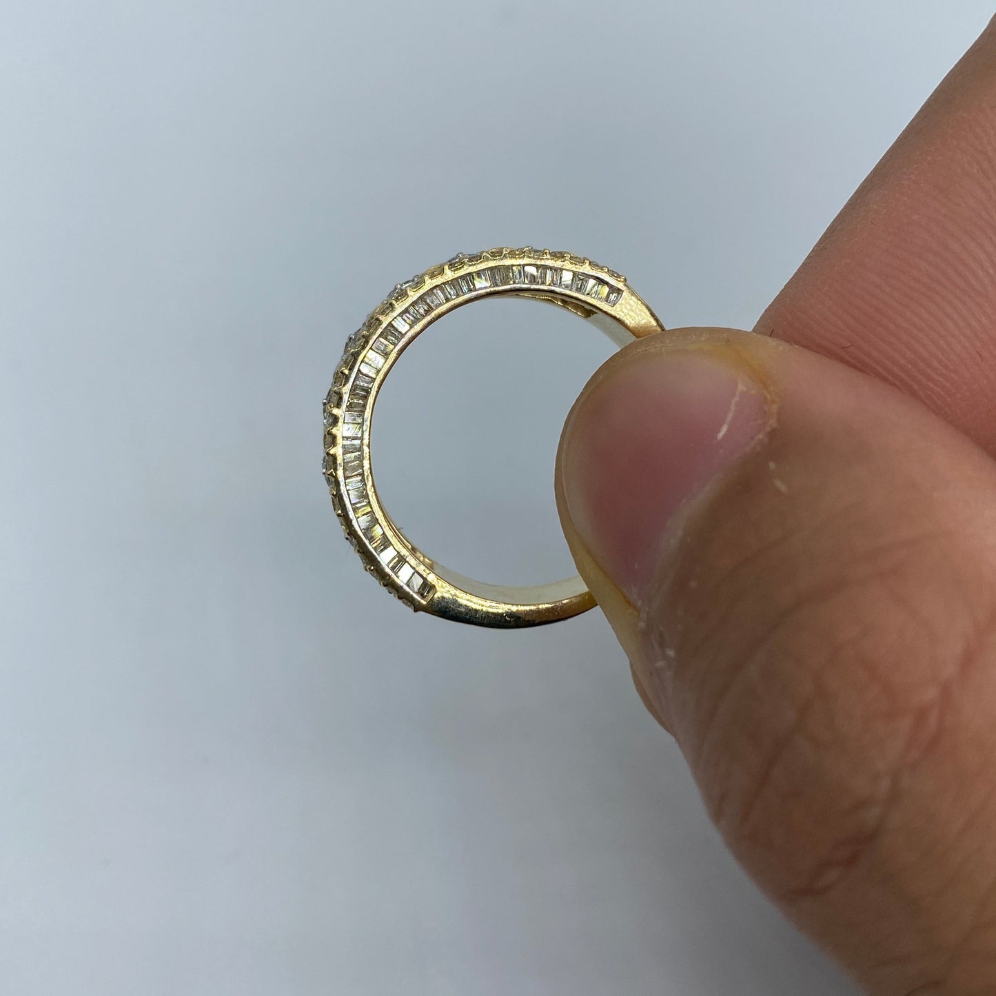 14K Double Cuffs Diamond Baguette Band