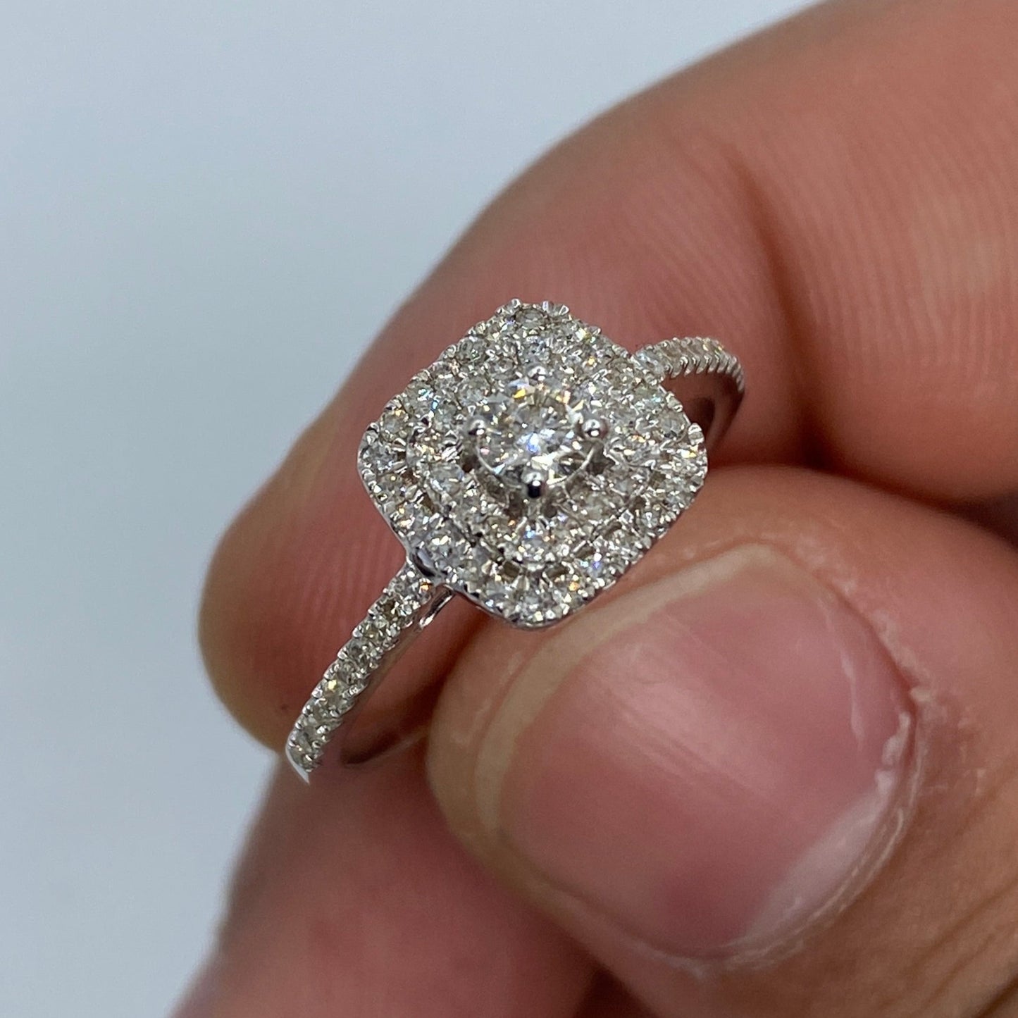 14K Wide Square With Large Center Stone Diamond Engagement Ring