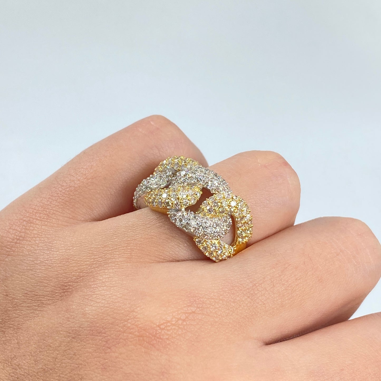14K Two-Tone Cuban Link Diamond Ring