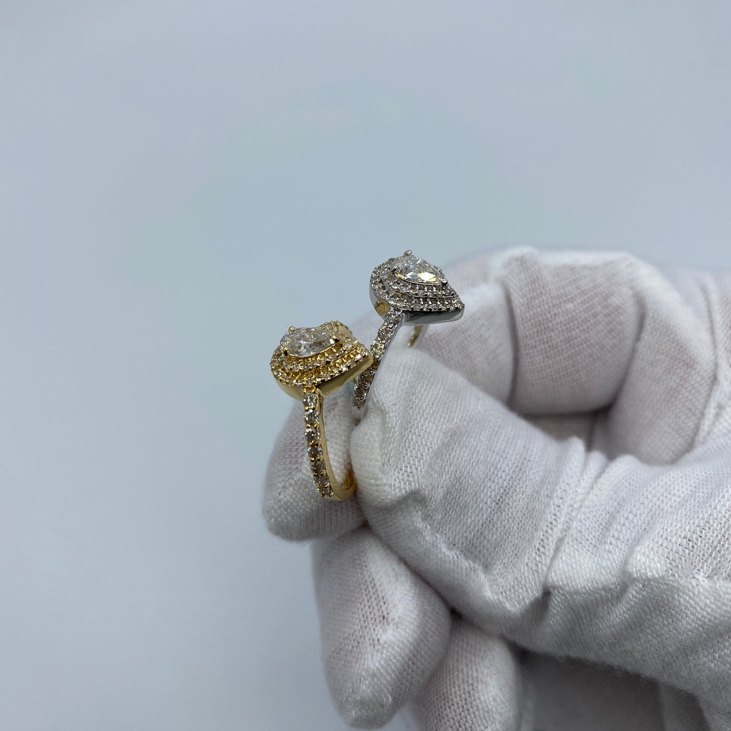 14K Large Pear Stone Diamond Engagement Ring