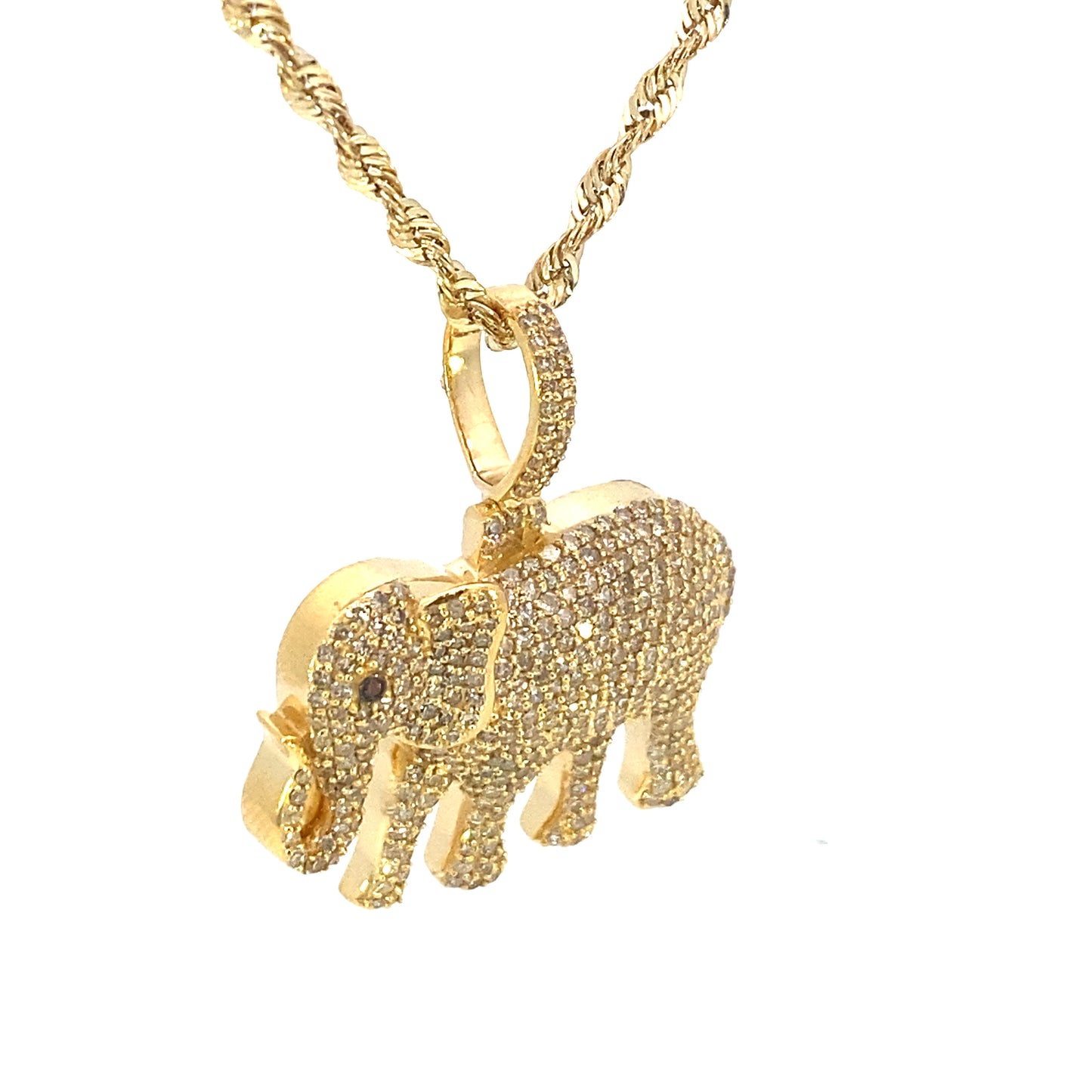 14K Elephant Diamond Pendant