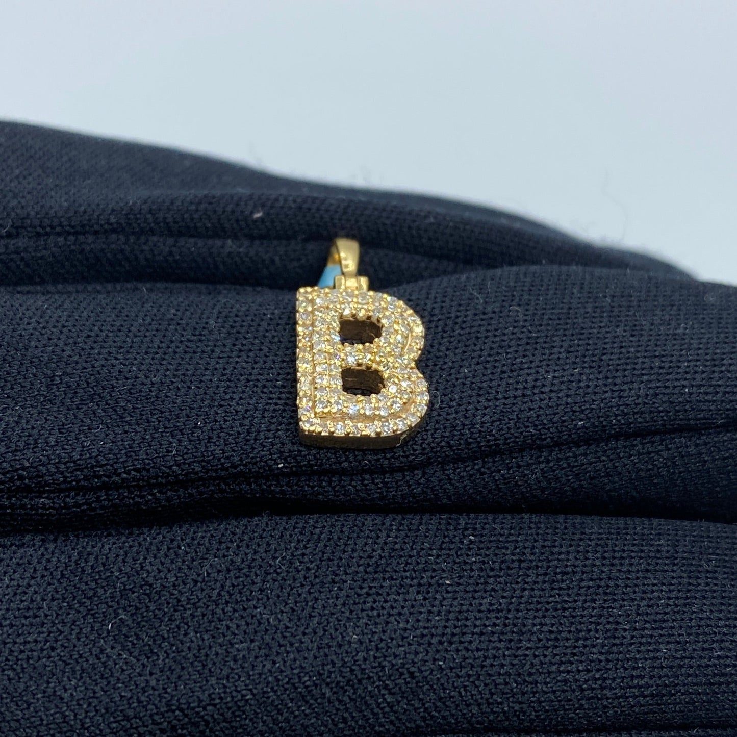 14k Initial B Bubble Pendant