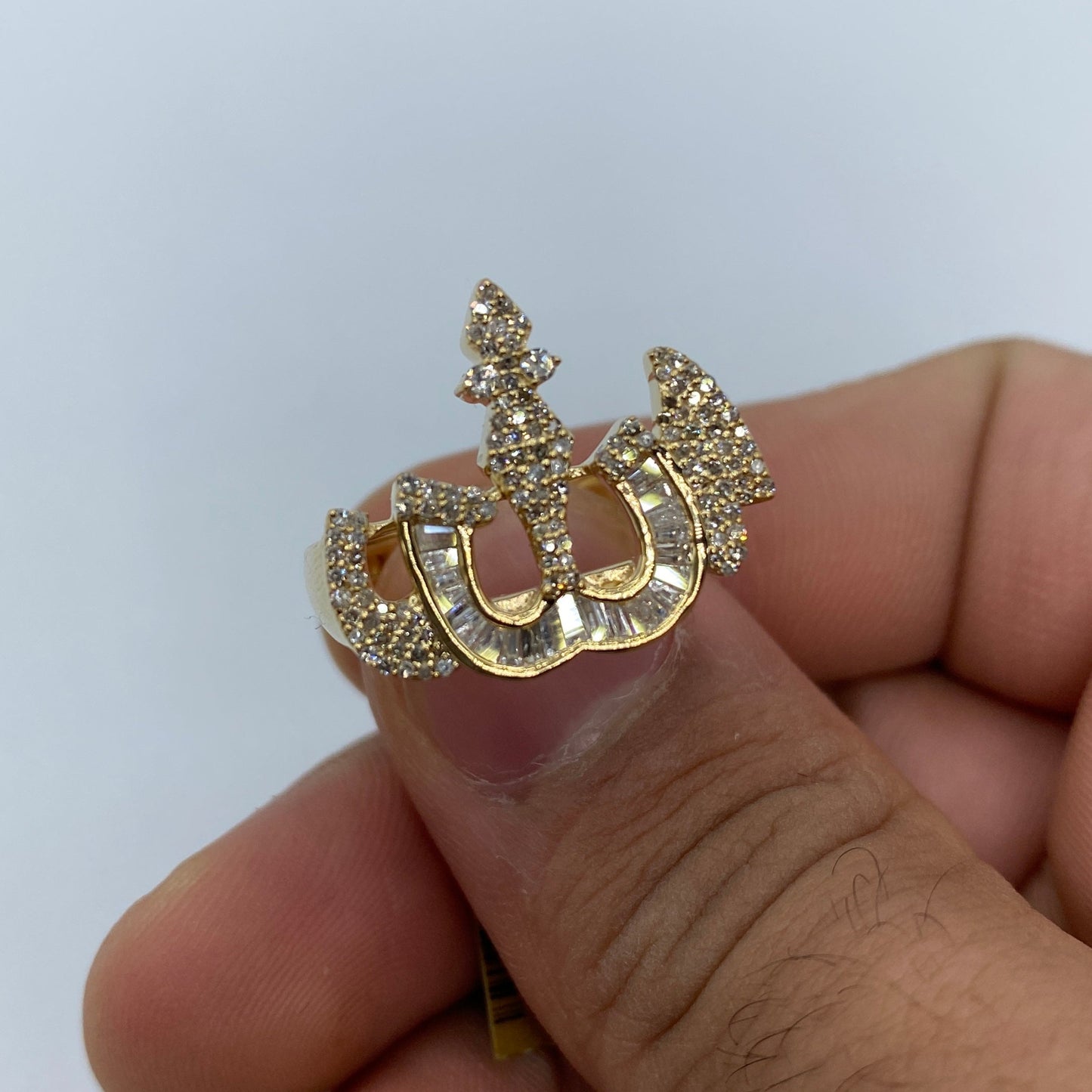 10K Allah Diamond Baguette Ring