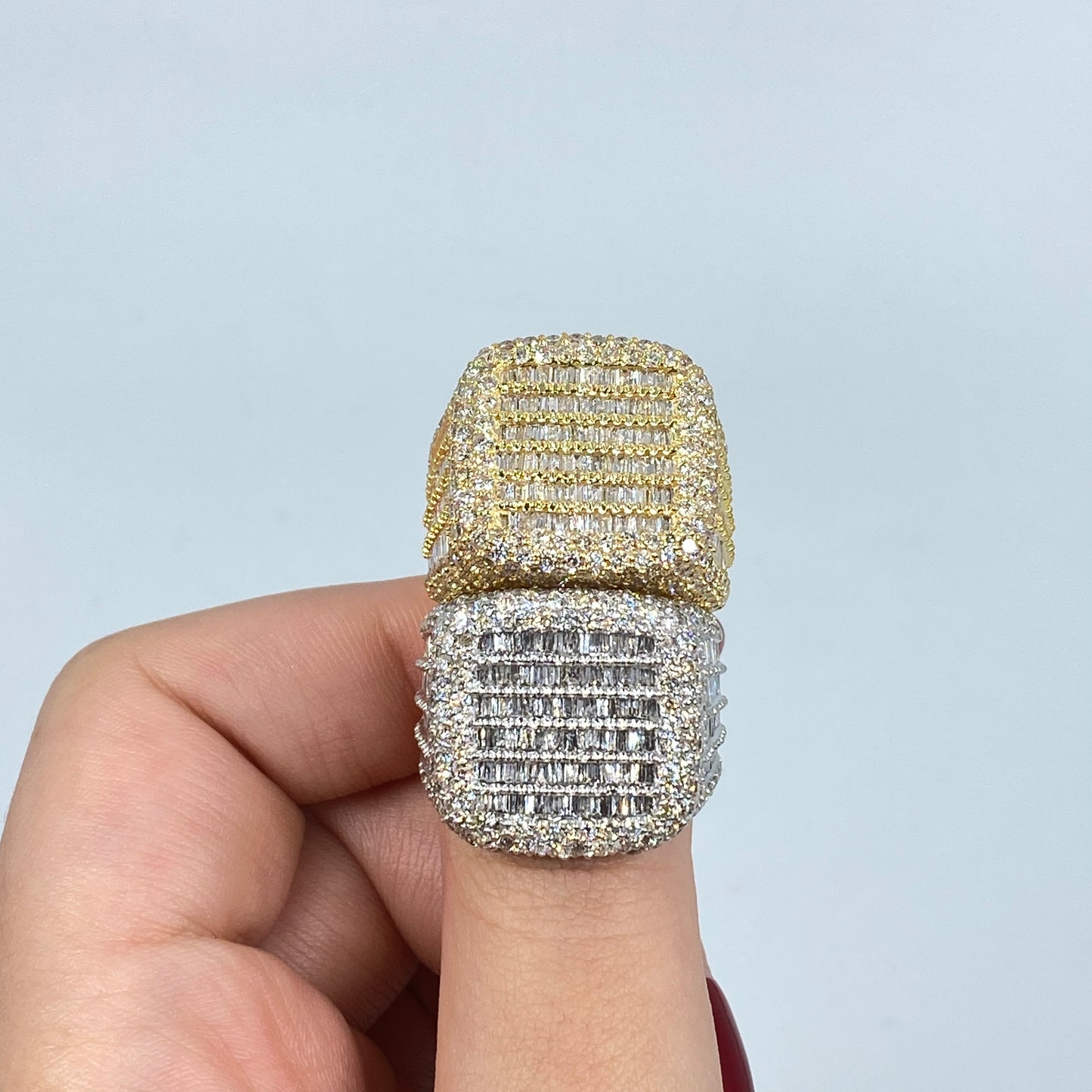 14K Jumbo Stacked Diamond Baguette Ring