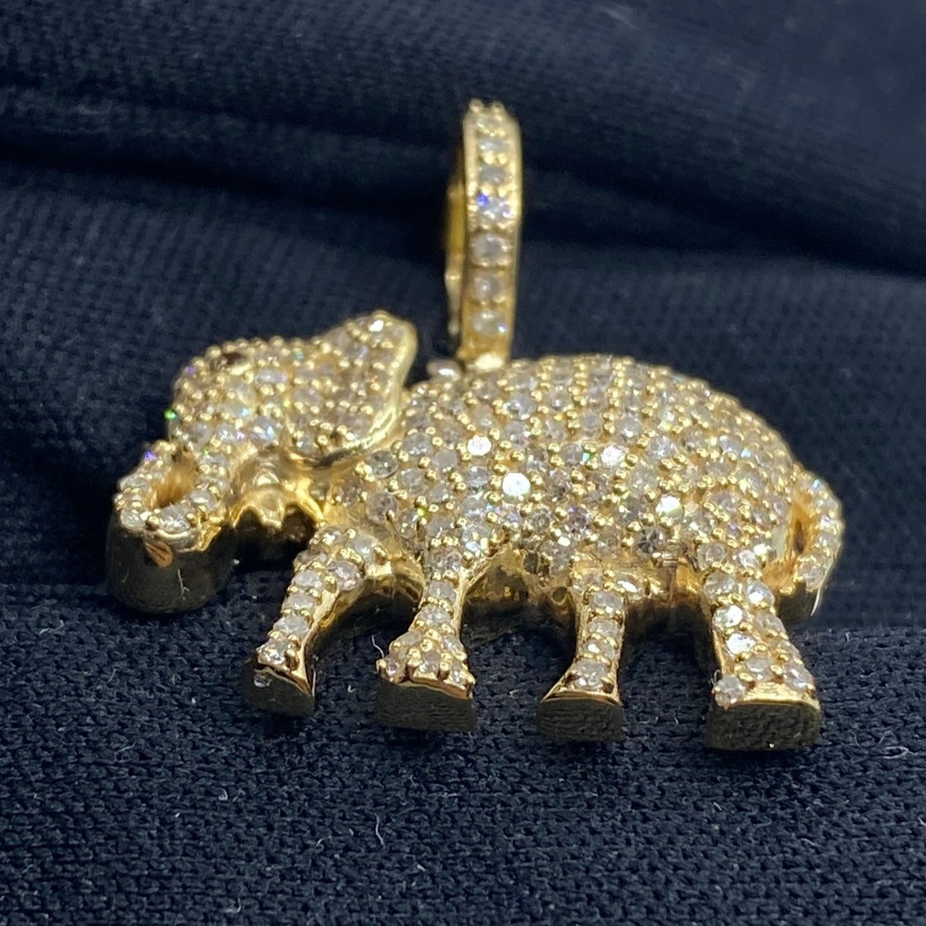 10K Elephant Diamond Pendant 1.8ct
