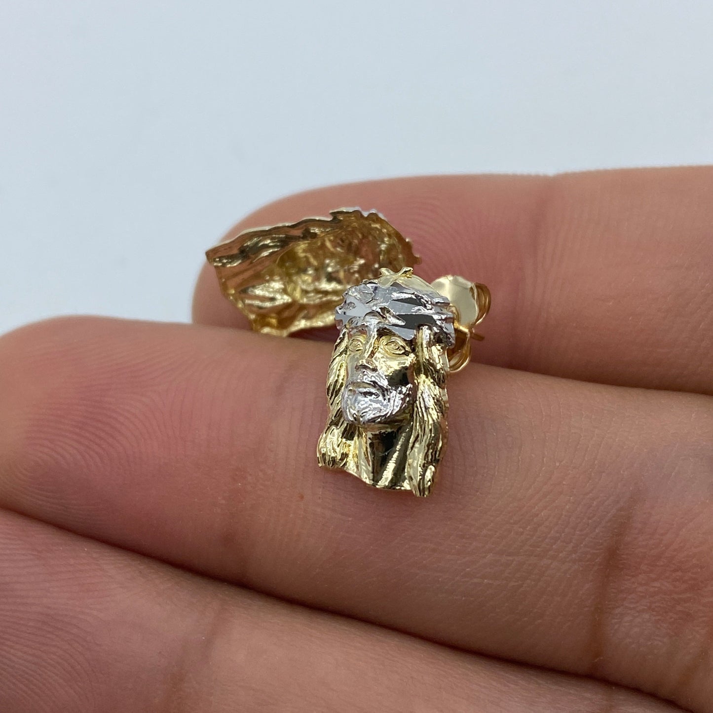 14K Jesus Head Earrings 0.5"