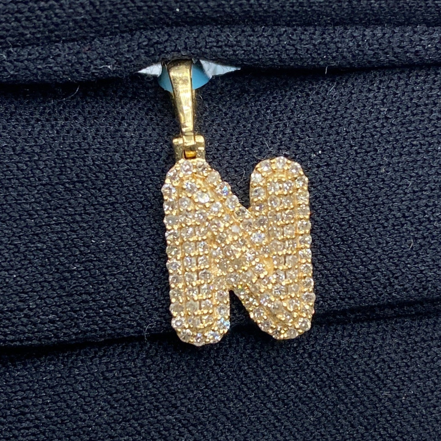 14k Initial N Bubble Pendant