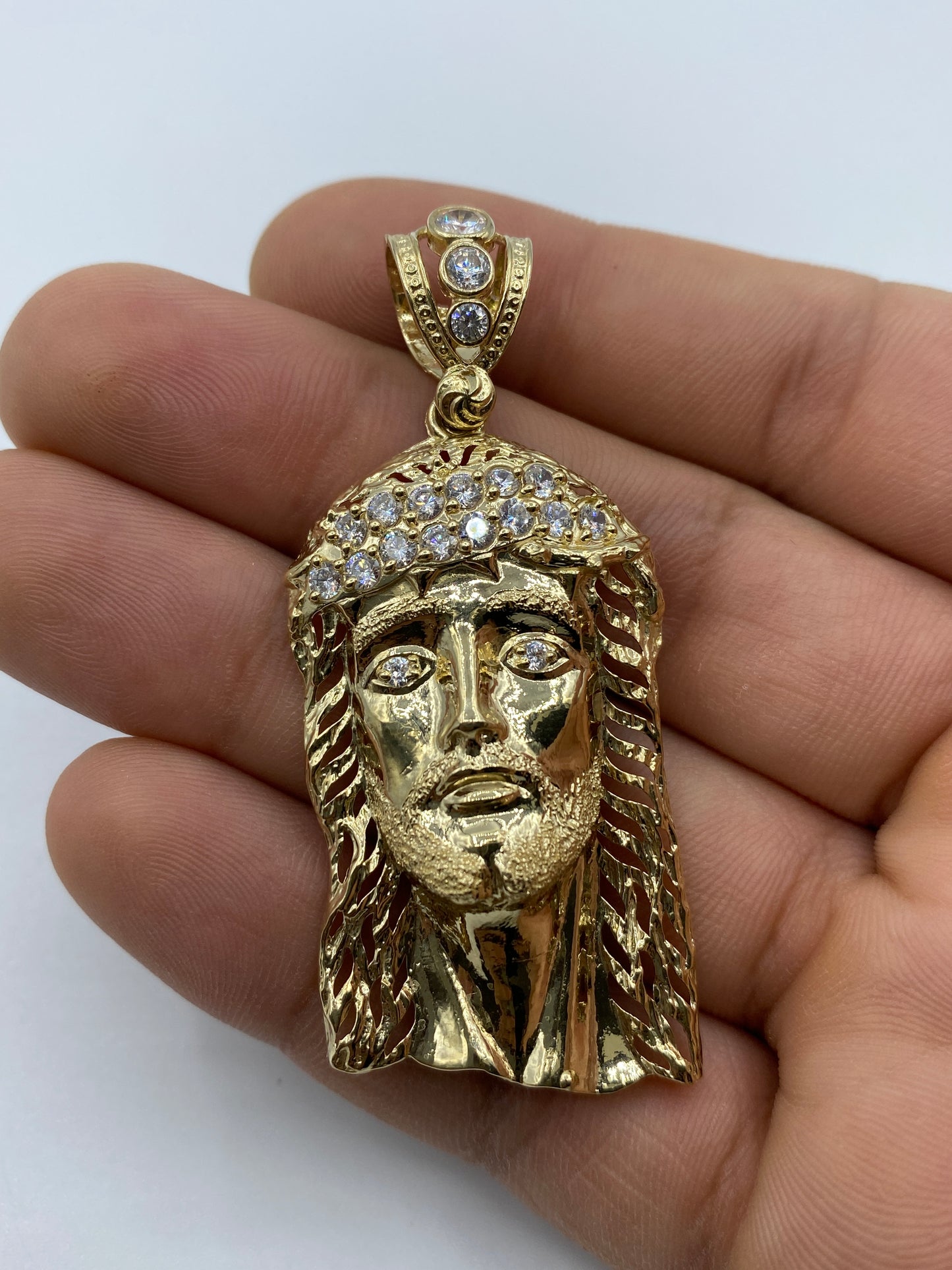 14K Jesus Head Pendant 2.5"