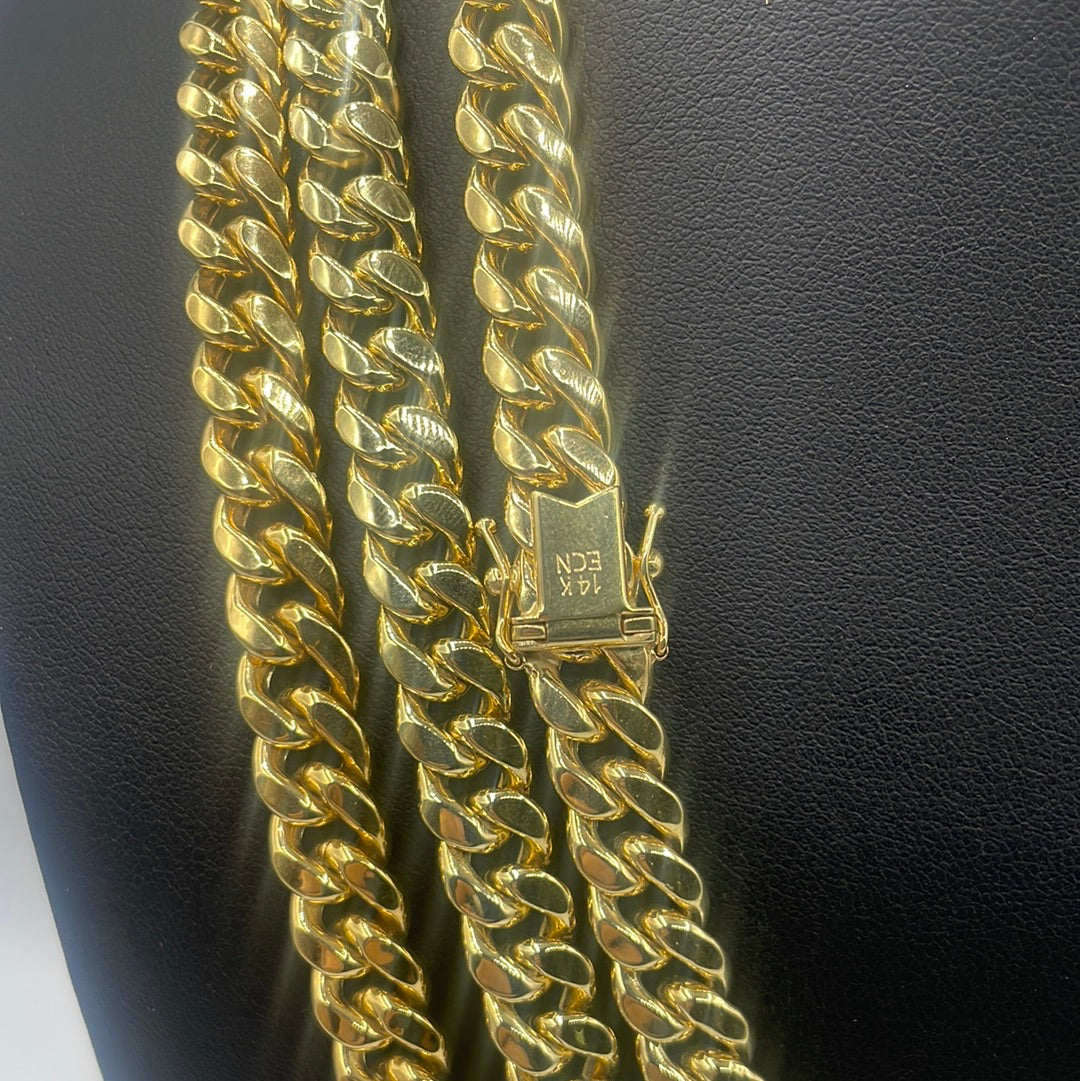 14K Gold 9MM Miami Cuban Link Chain 20-24”