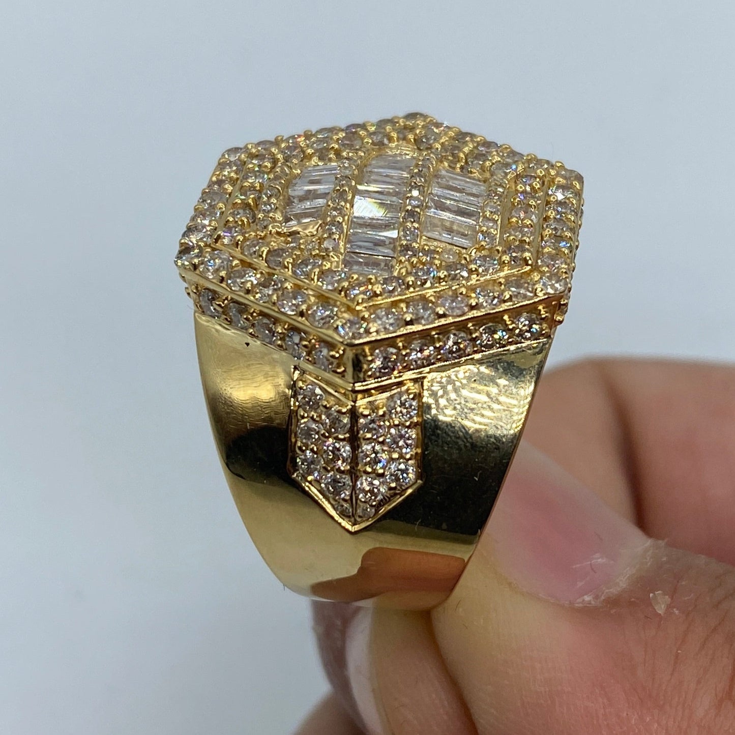 14K Hexagon Diamond Baguette Ring