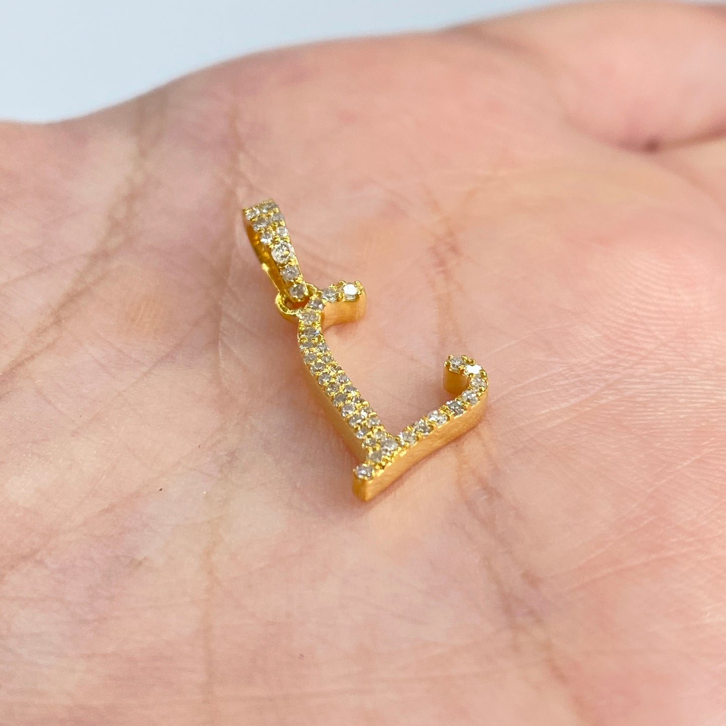 10K Cursive Initial Letter Diamond Pendants Full Collection