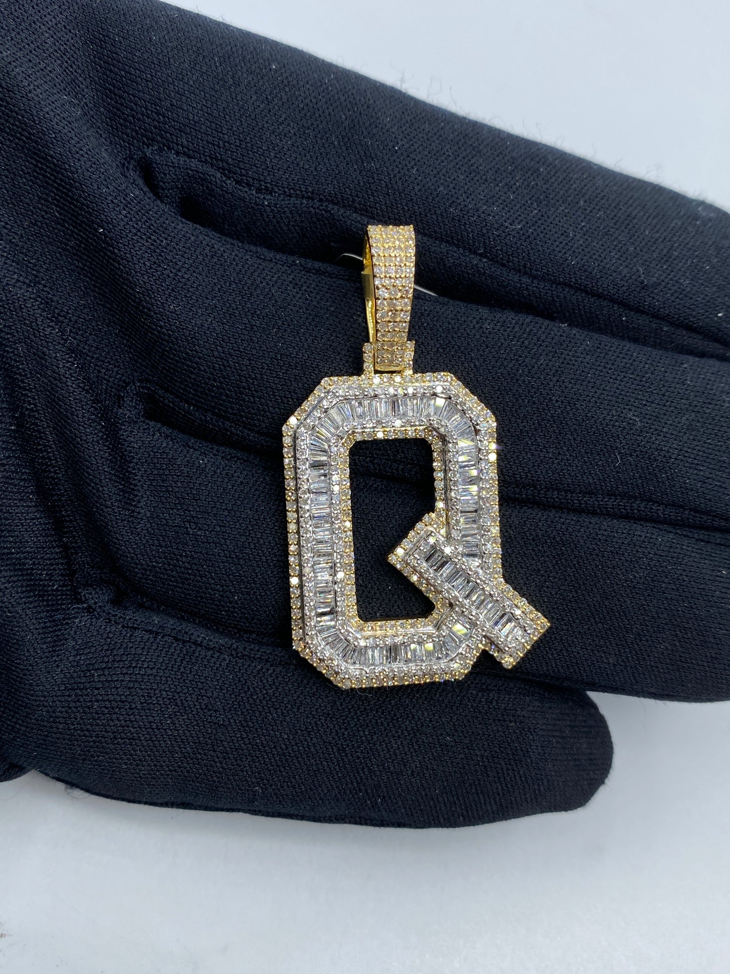 Initial Q Baguette Pendant
