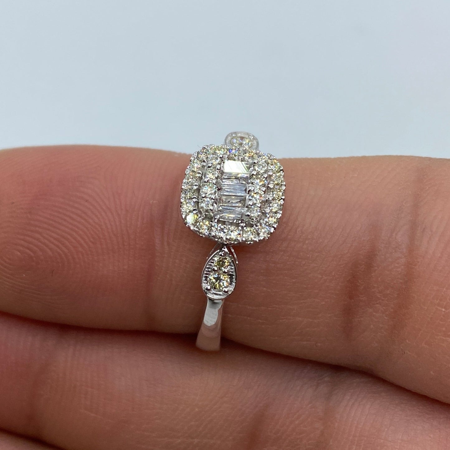 14K Square Diamond Baguette Engagement Ring
