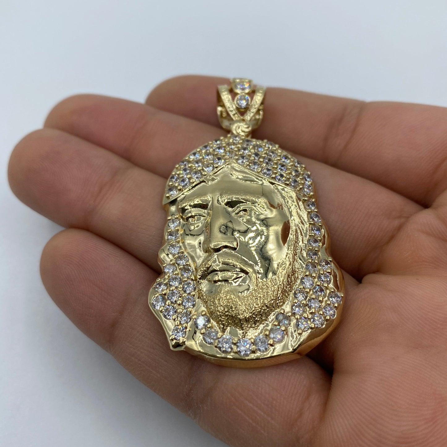 14K Jesus Head Pendant 2.2"