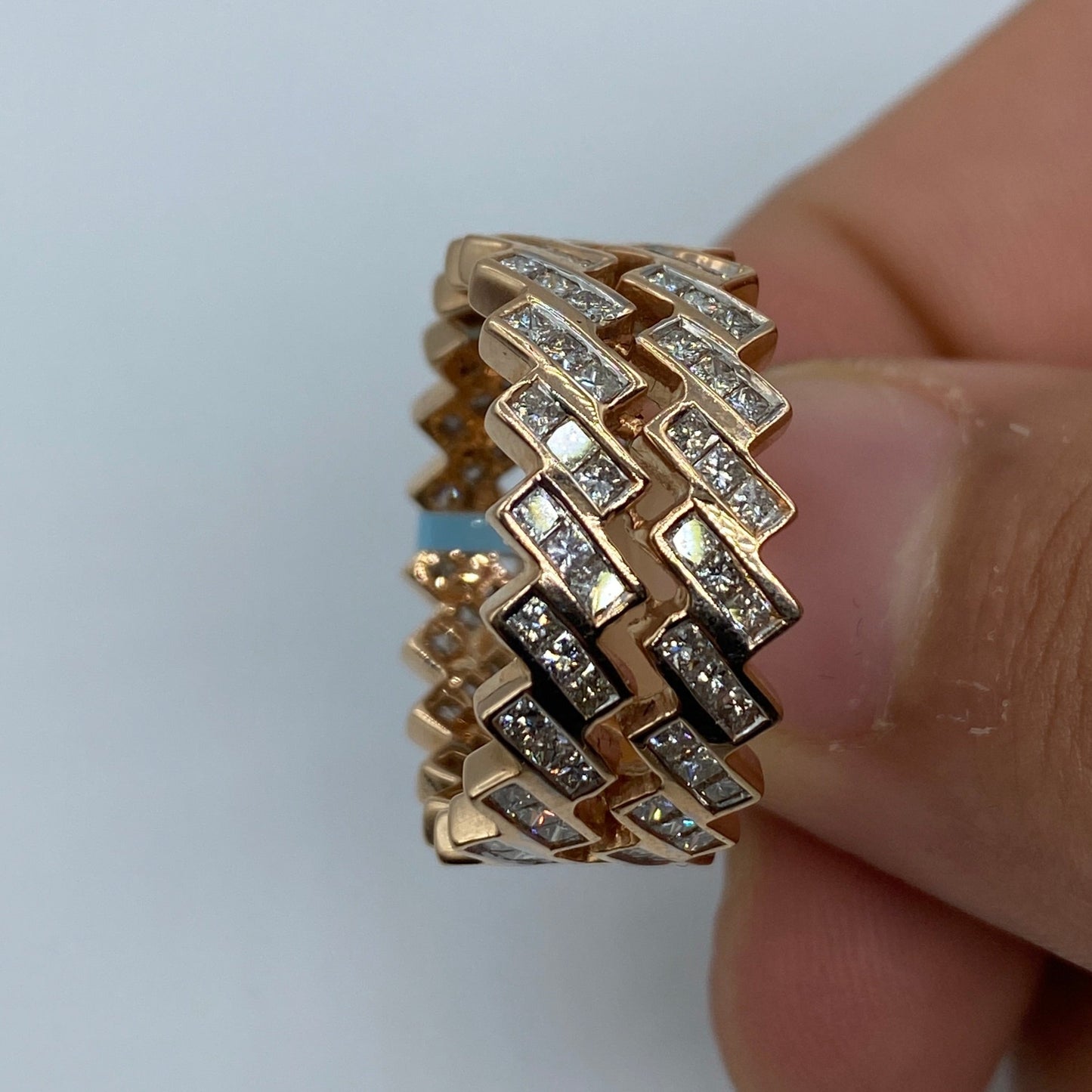 14K Double Eternity Baguette Cuban Link Ring