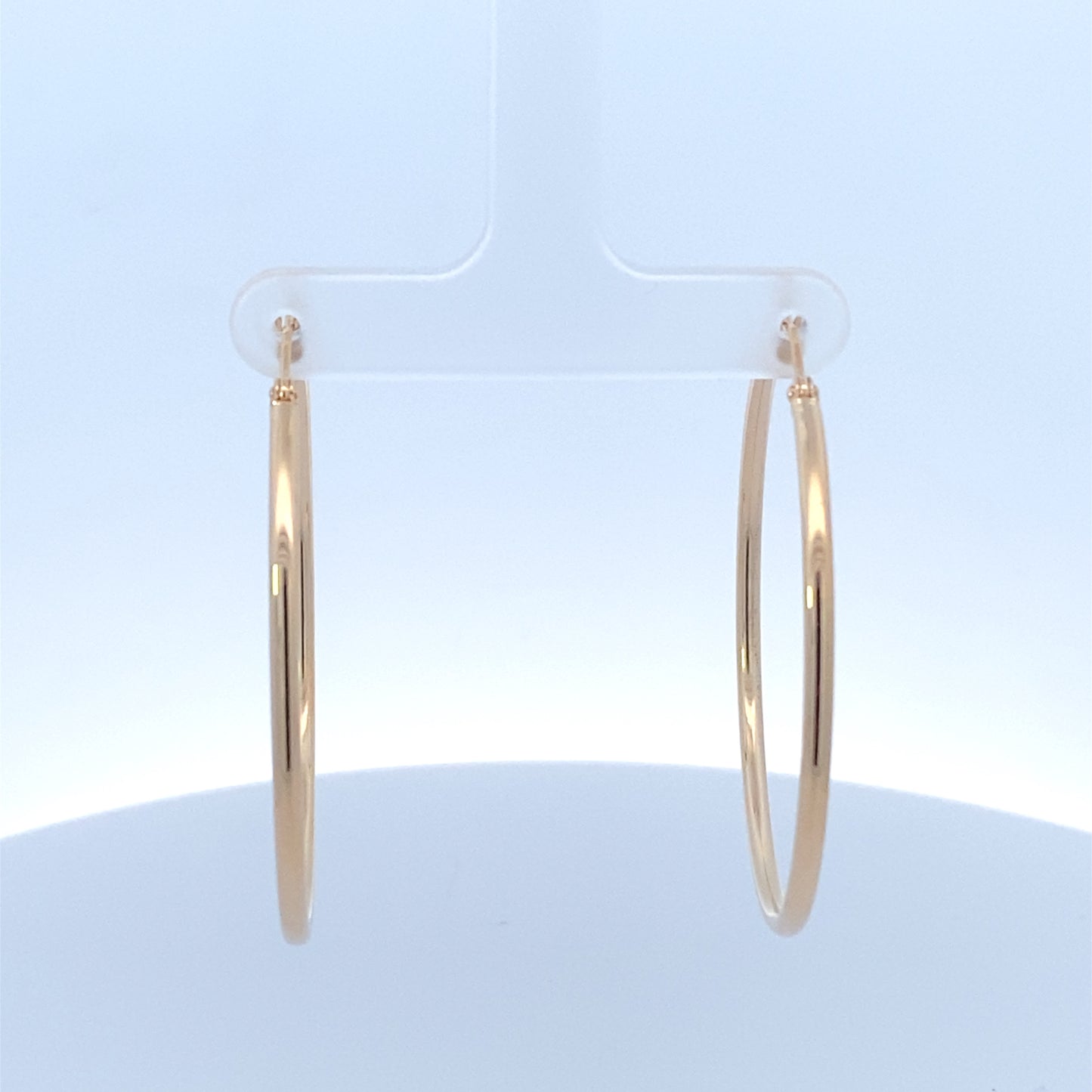 14K Gold Medium 2MM Hoop Earrings