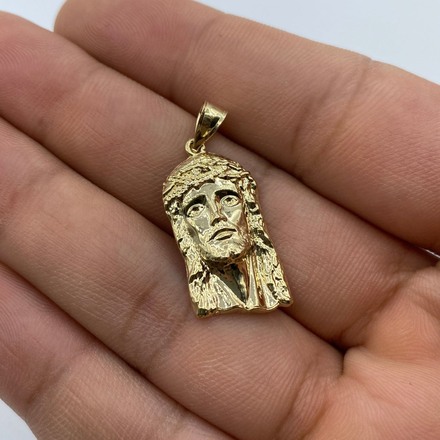 14K Jesus Head Pendant 1.2"