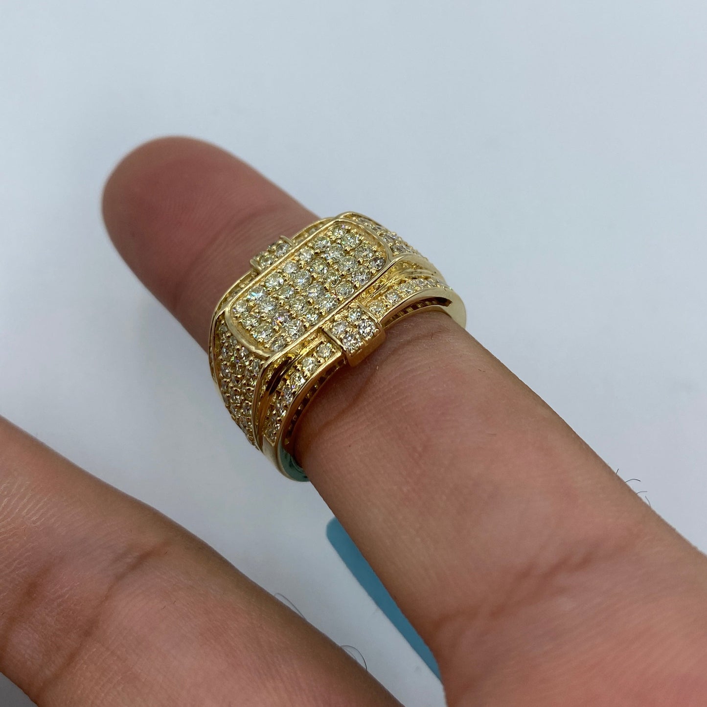 14K Rectangle Egyptian Diamond Ring