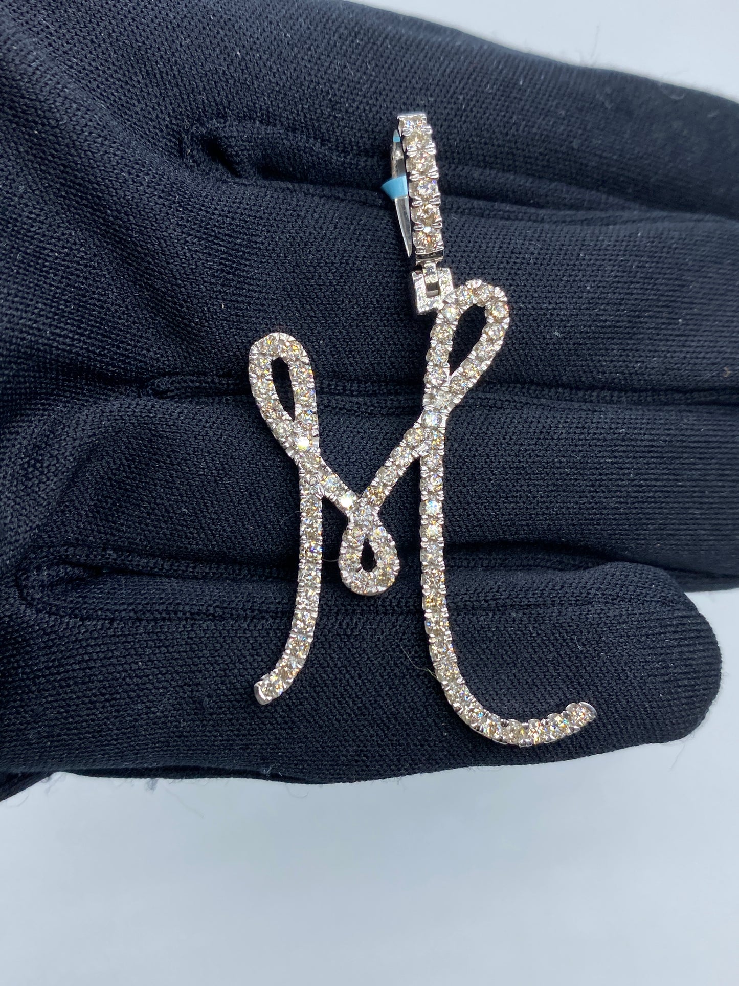 14k Initial M Large Script Pendant