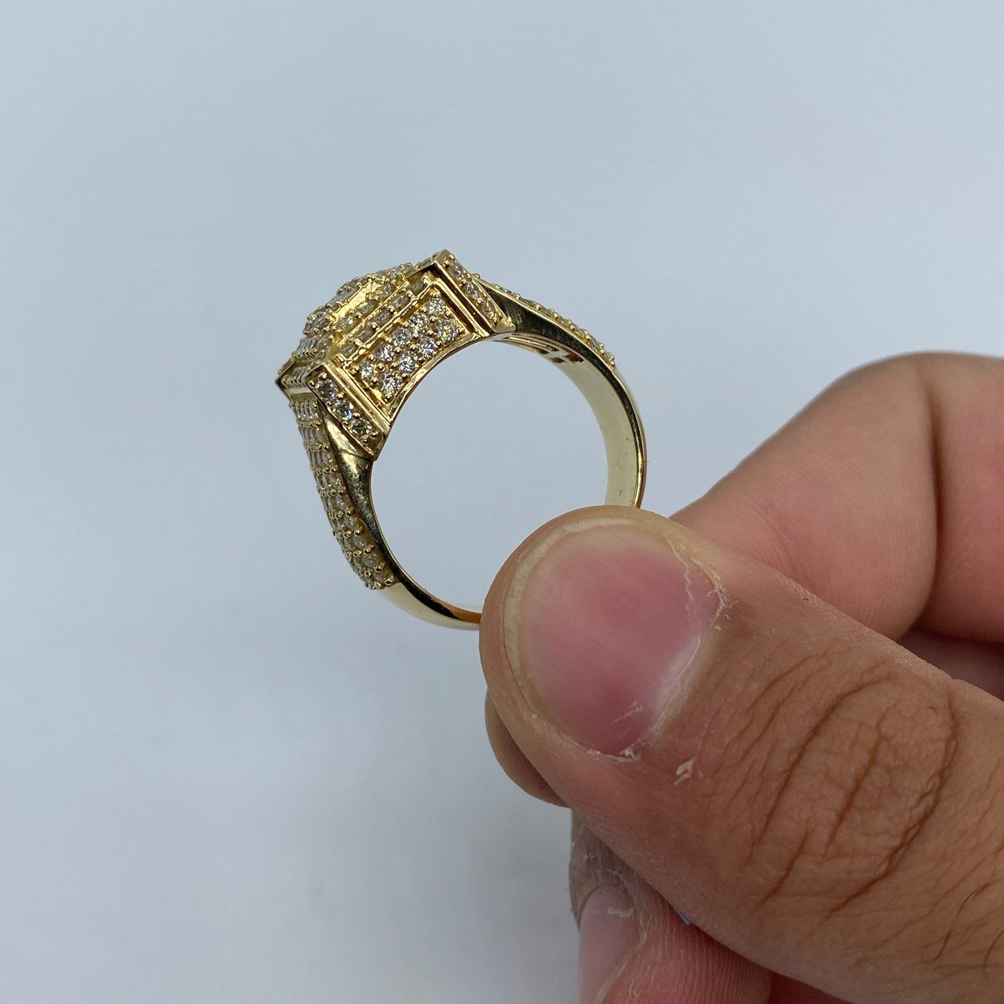 14K Square Diamond Baguette Villa Ring