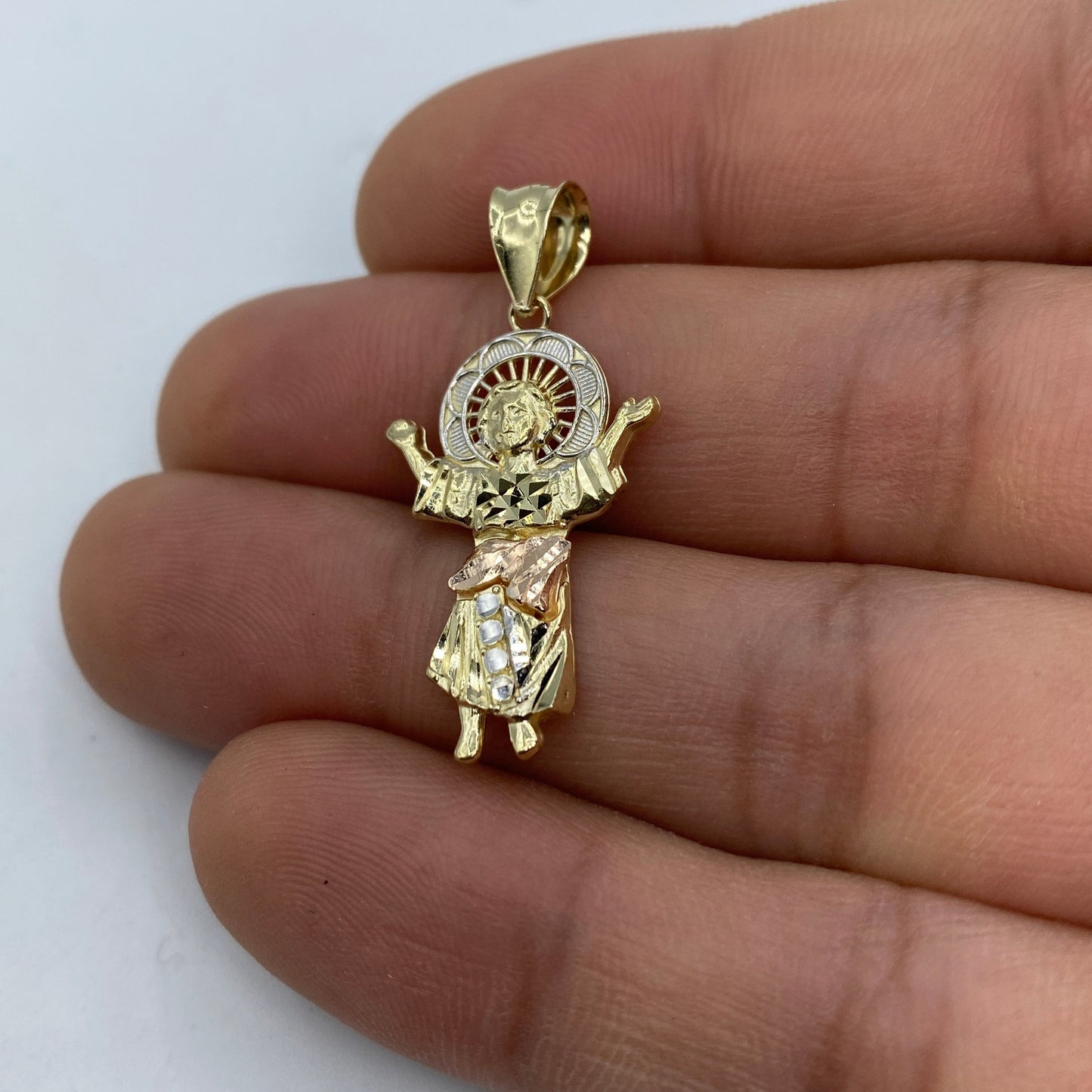 14K Jesus Save Us Pendant