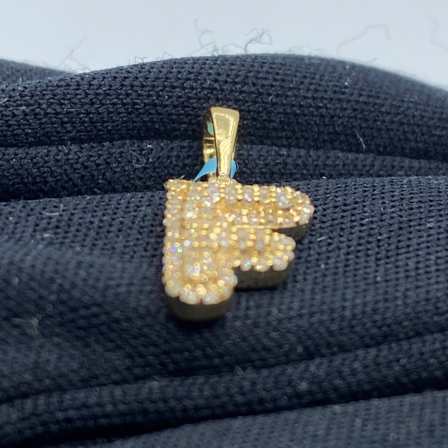 14k Initial F Bubble Pendant