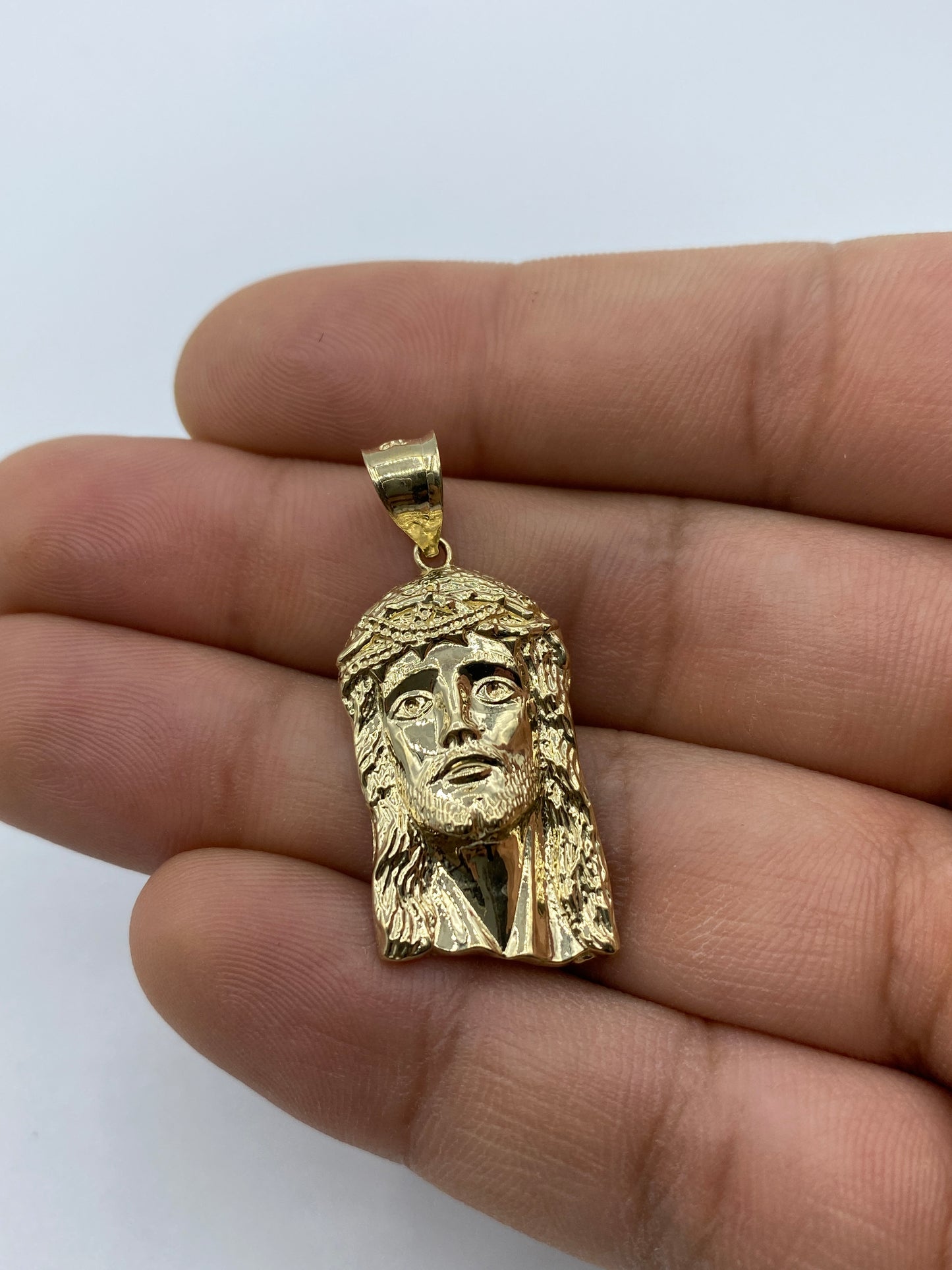 14K Jesus Head Pendant 1.4"