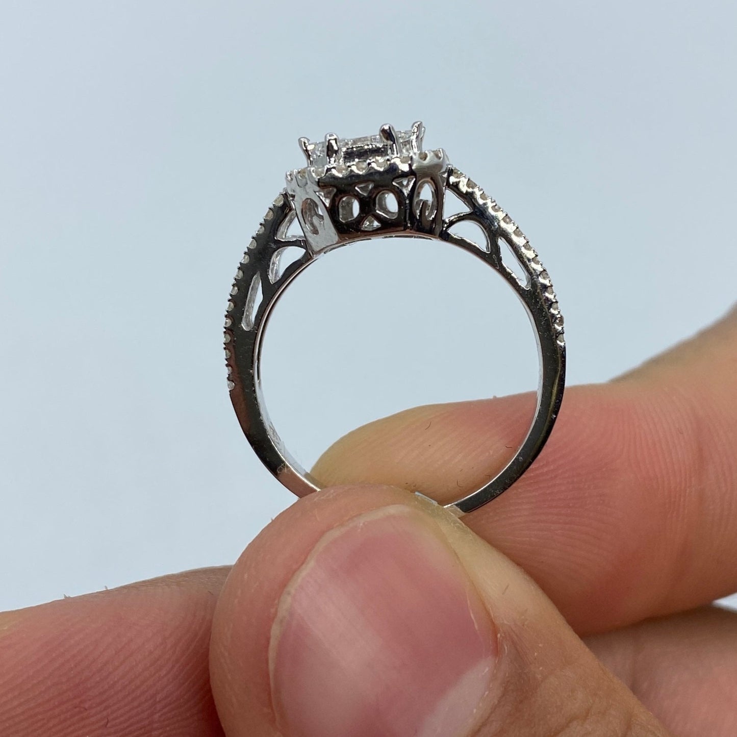 14K Rectangle Diamond Baguette Engagement Ring