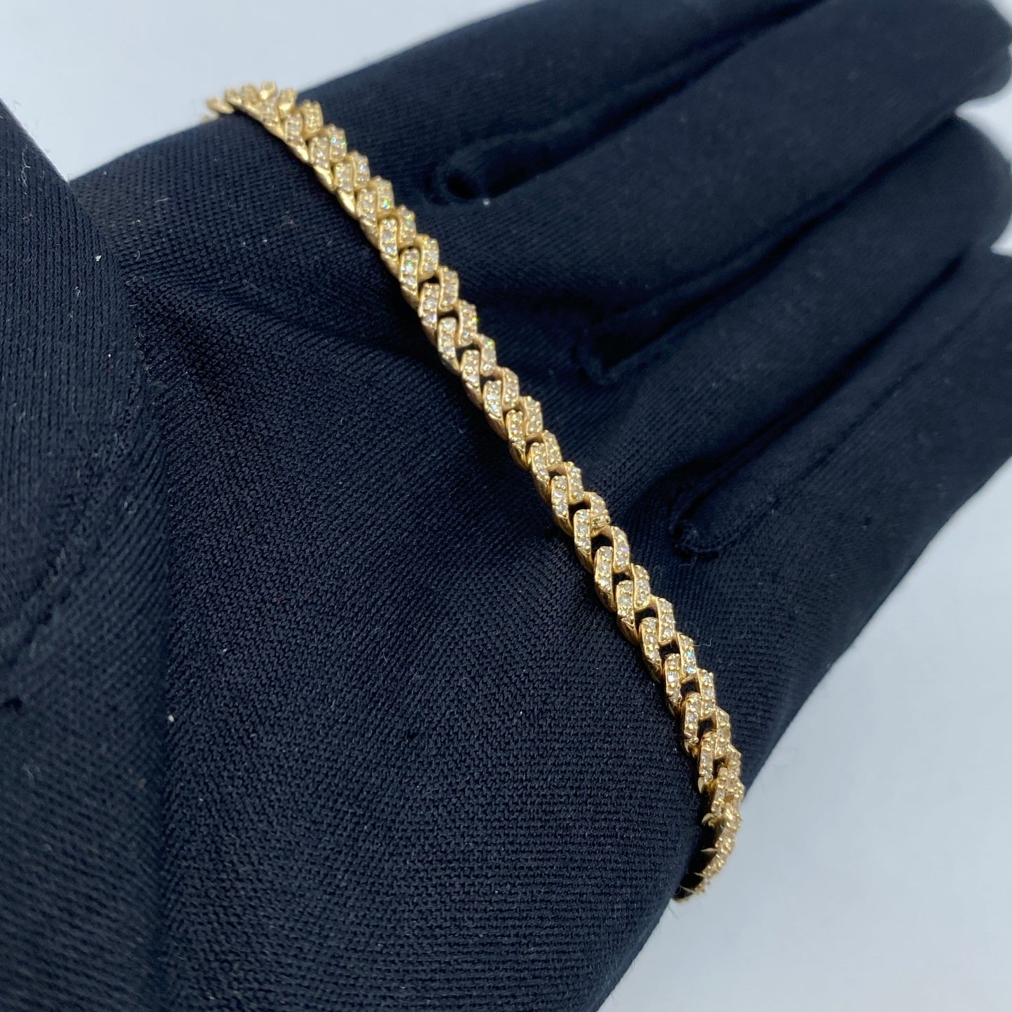 10K 5MM Cuban Link Diamond Bracelet 7"
