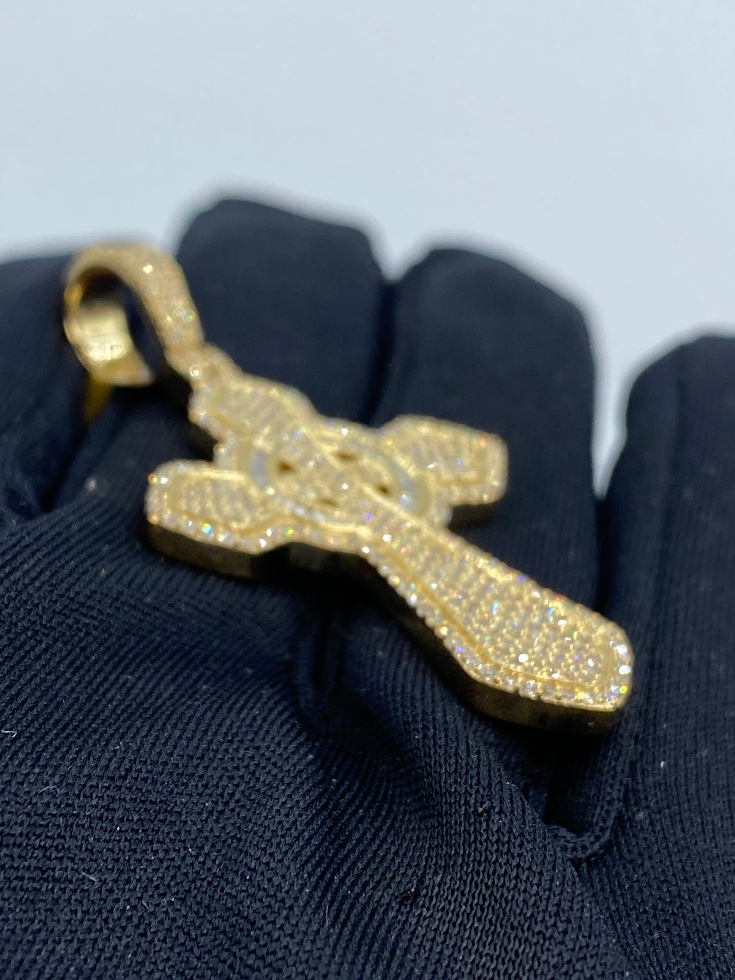 10K Celtic Cross Diamond Baguette Pendant 2.6ct