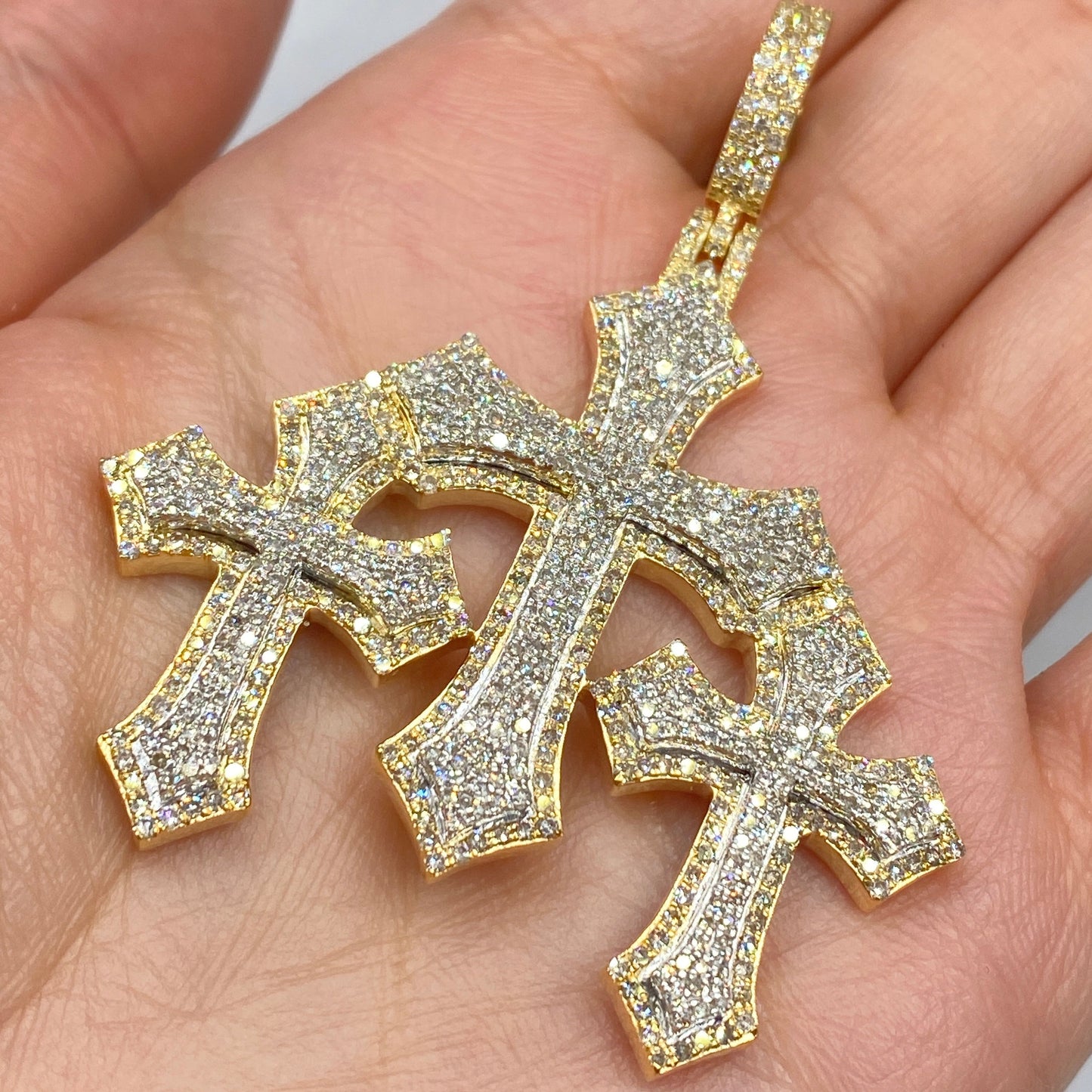 10K Trinity Cross Diamond Pendant