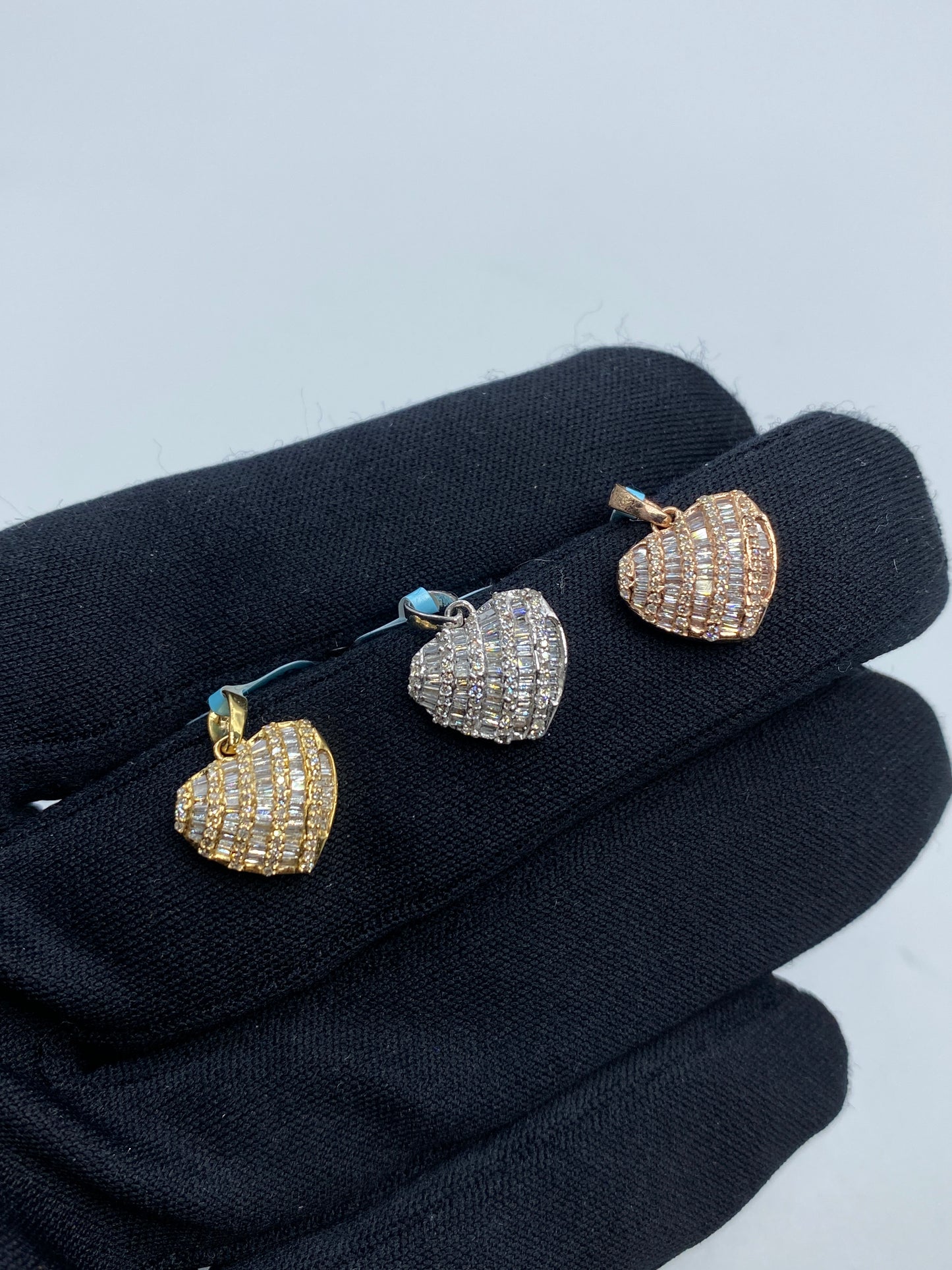 14K Heart Diamond Baguette Pendant