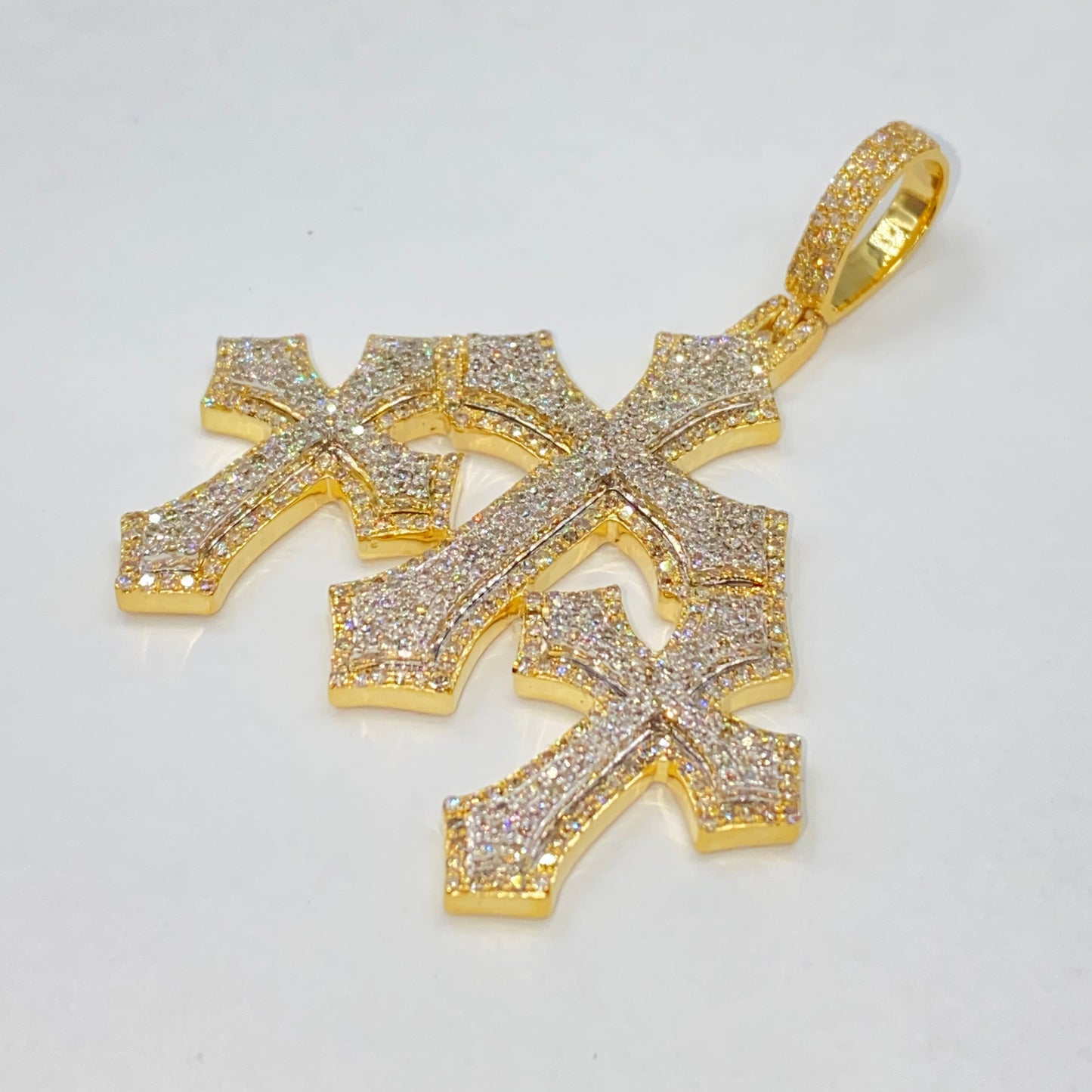10K Trinity Cross Diamond Pendant