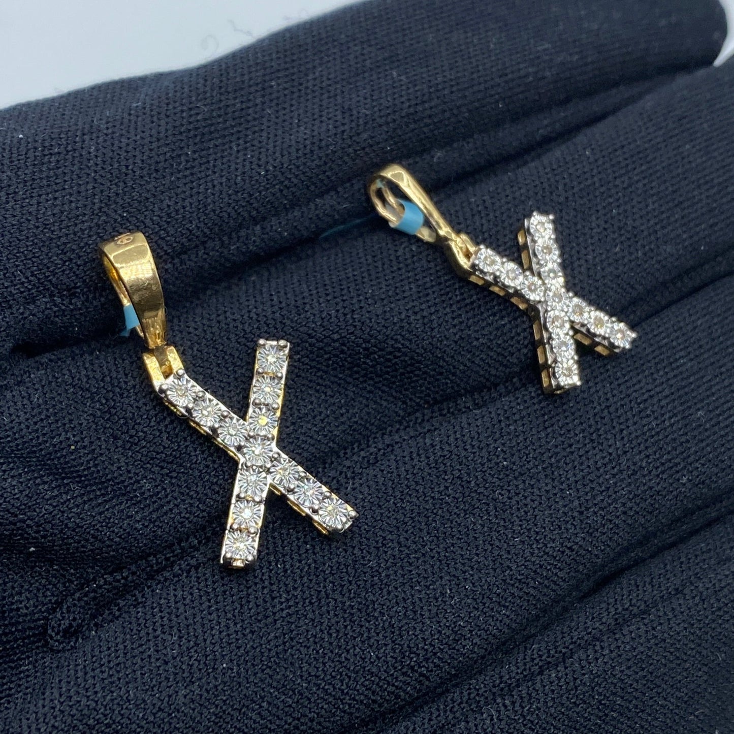 14k Single Stone Initial X Pendant