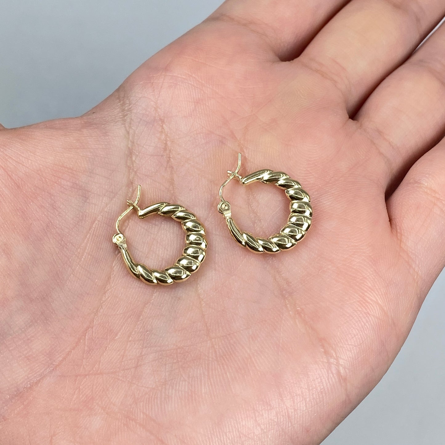 10K Flat Croissant Hoop Earrings