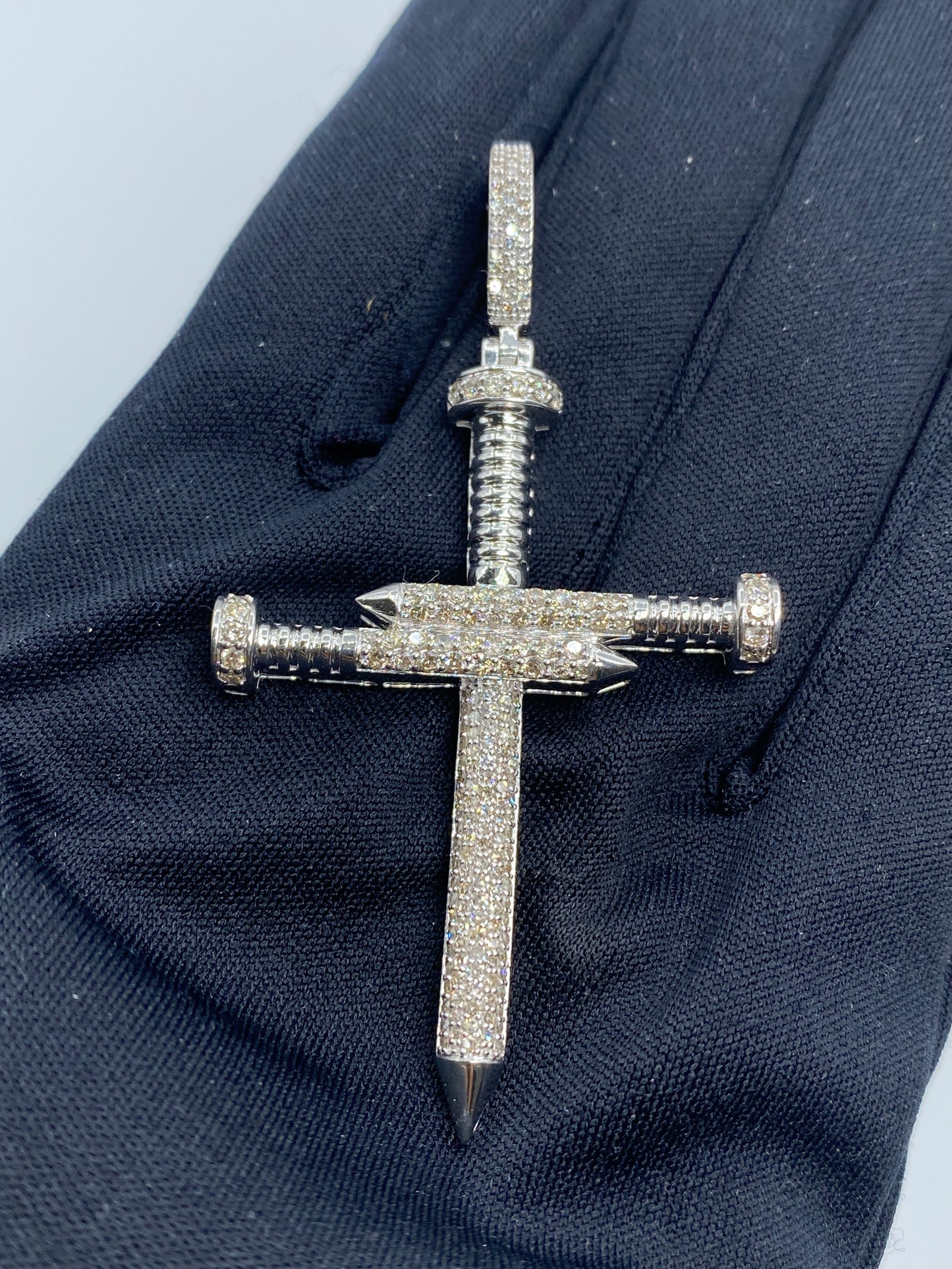 10K Nail Cross Diamond Pendant
