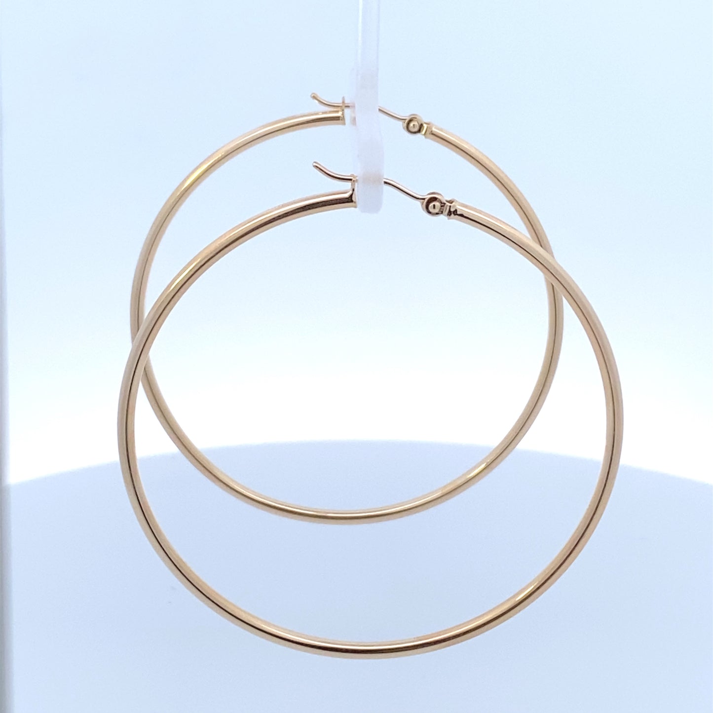 14K Gold Large 2MM Hoop Earrings