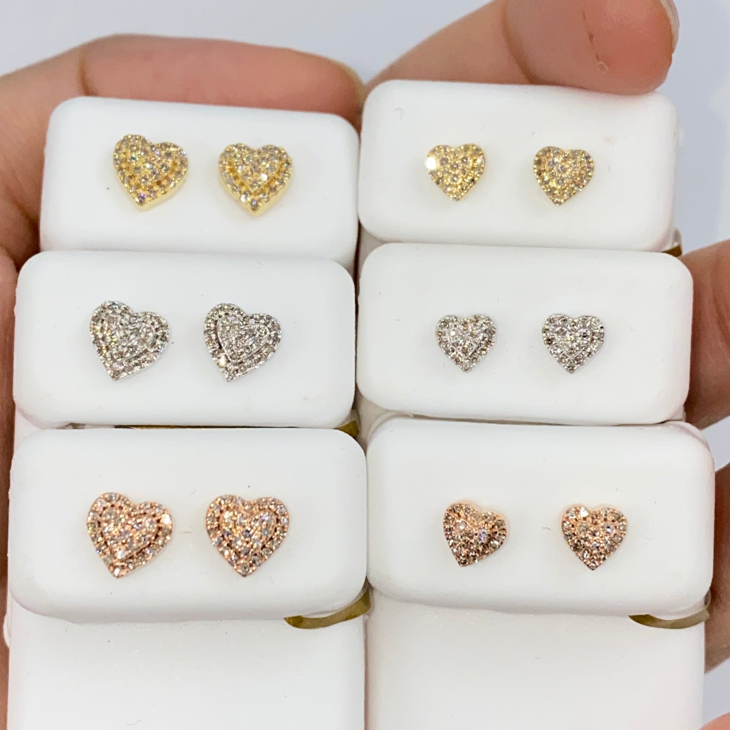 14K Classic Heart Diamond Earrings
