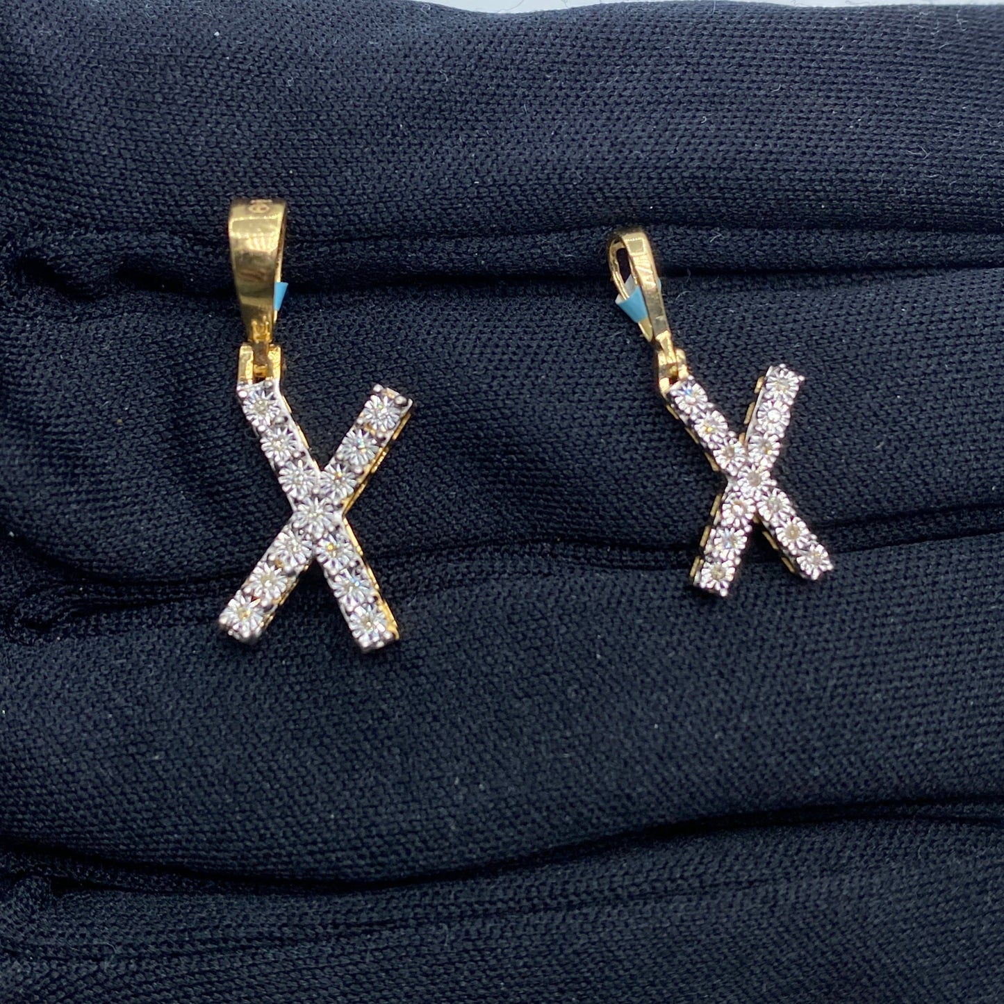 14k Single Stone Initial X Pendant
