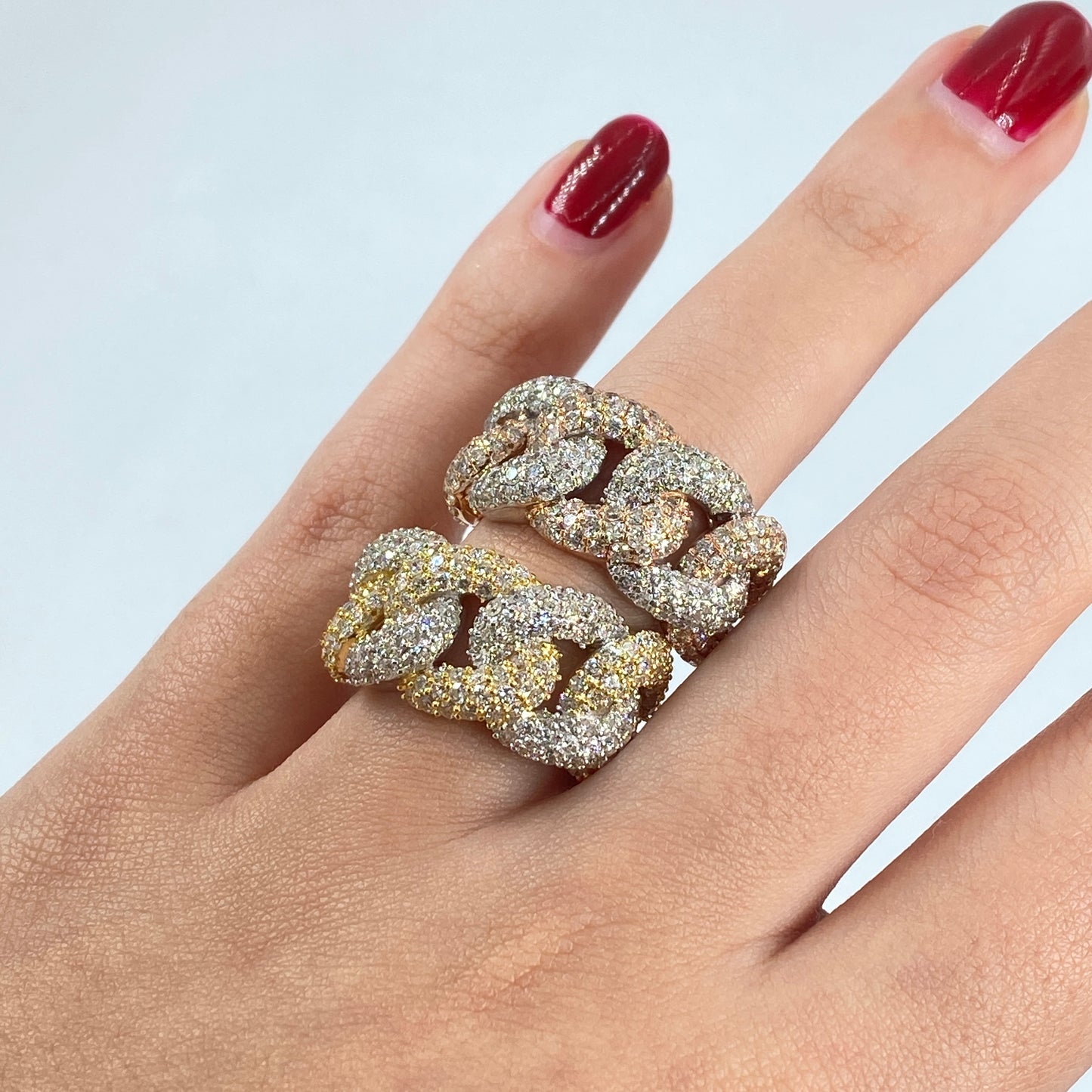 14K Two-Tone Cuban Link Diamond Ring