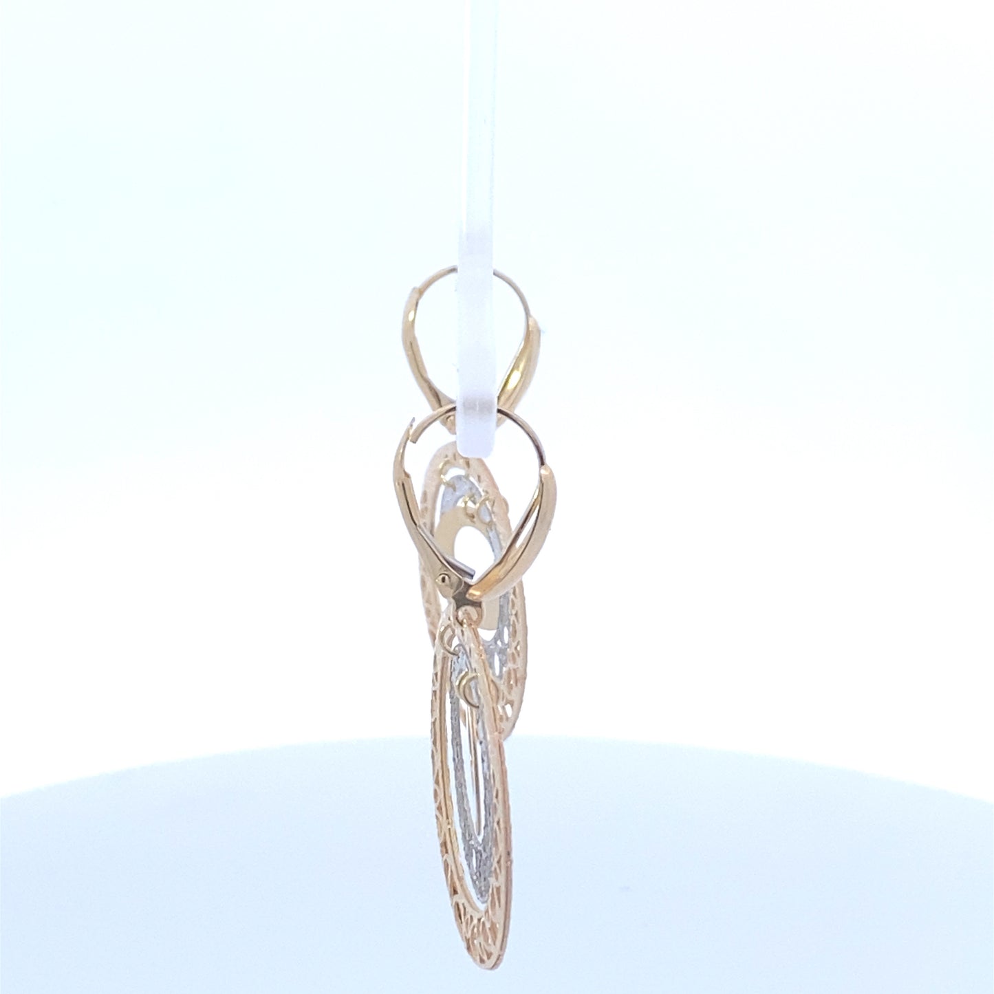 14K Gold Circle Hanging Earrings