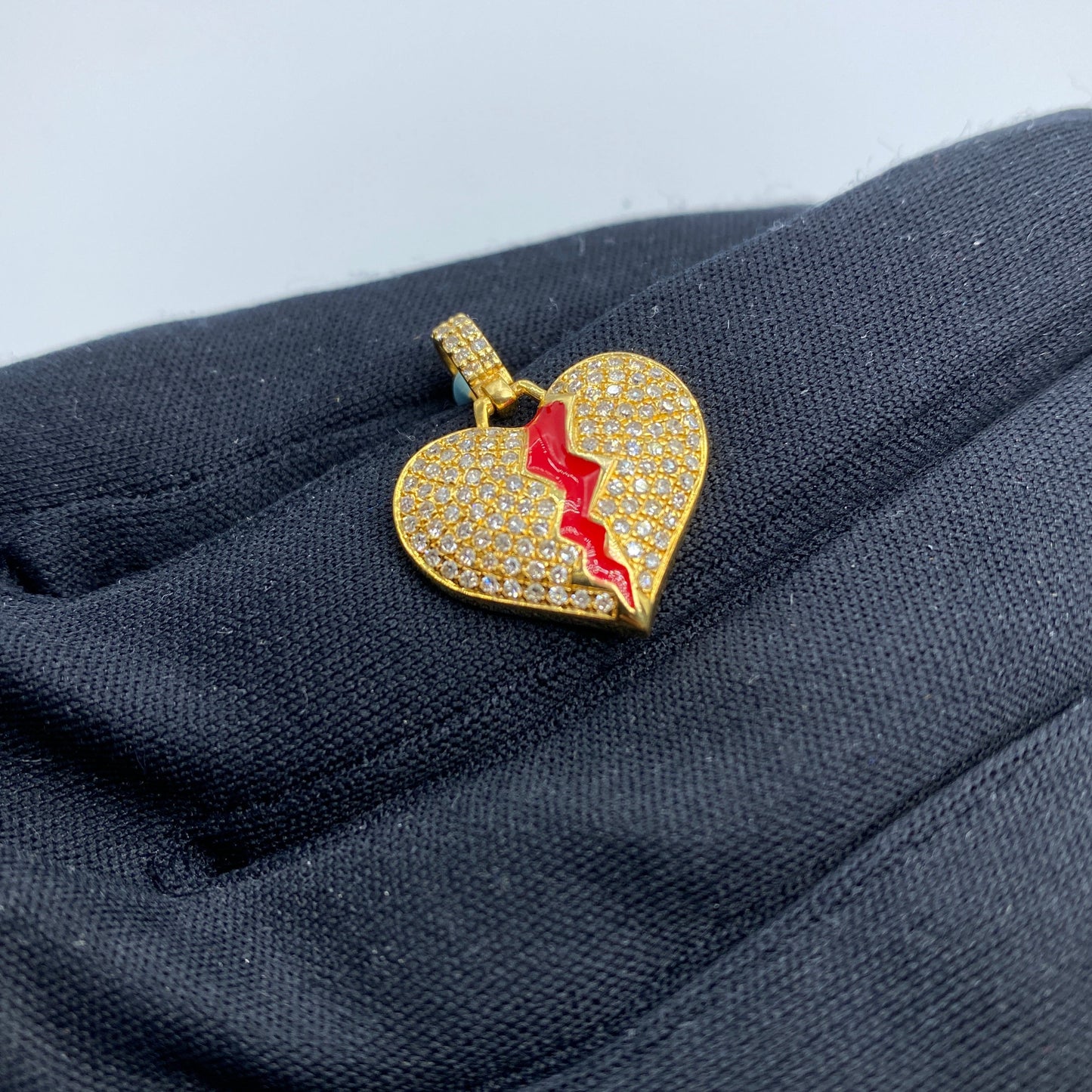 14K Bleeding Heart Diamond Pendant