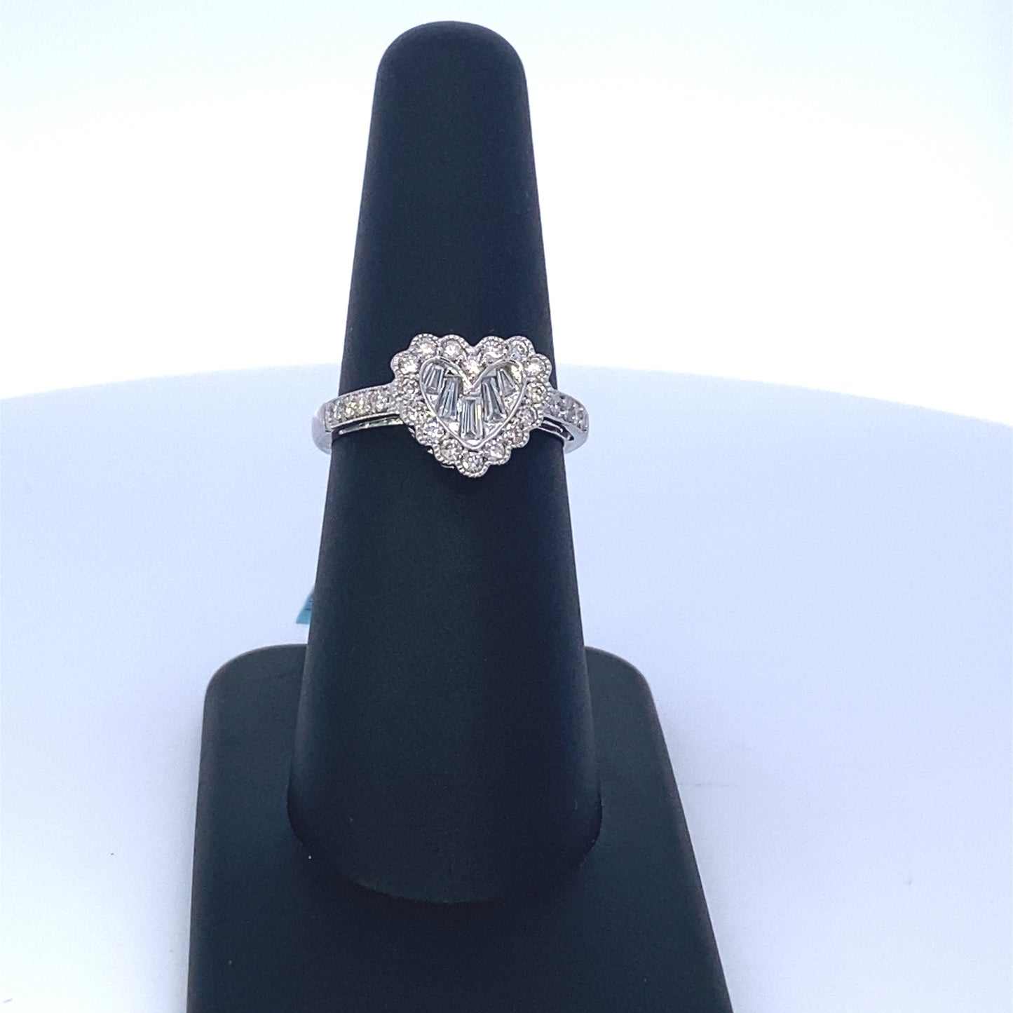 14K Diamond Baguette Heart Ring