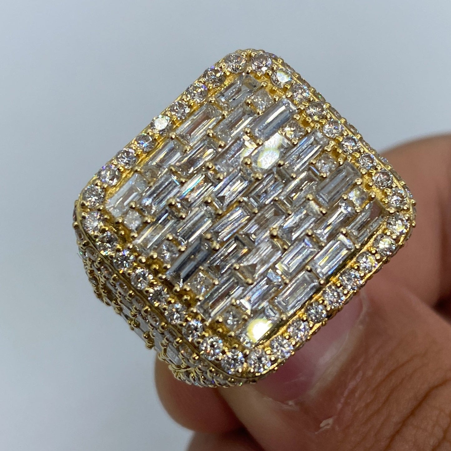 14K Emerald-Cut Square Diamond Baguette Ring